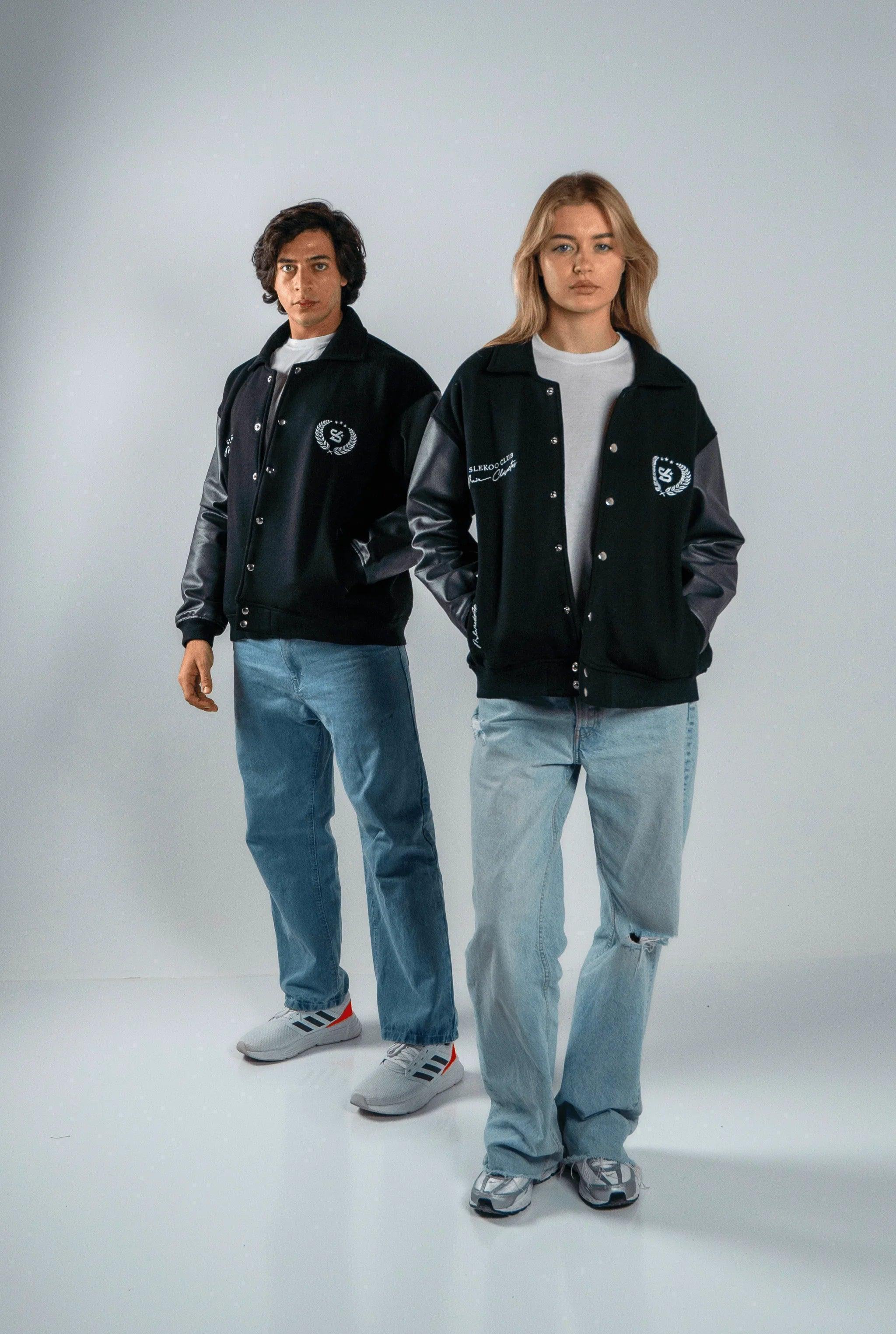 Unisex Slekoo Black Varsity Jacket