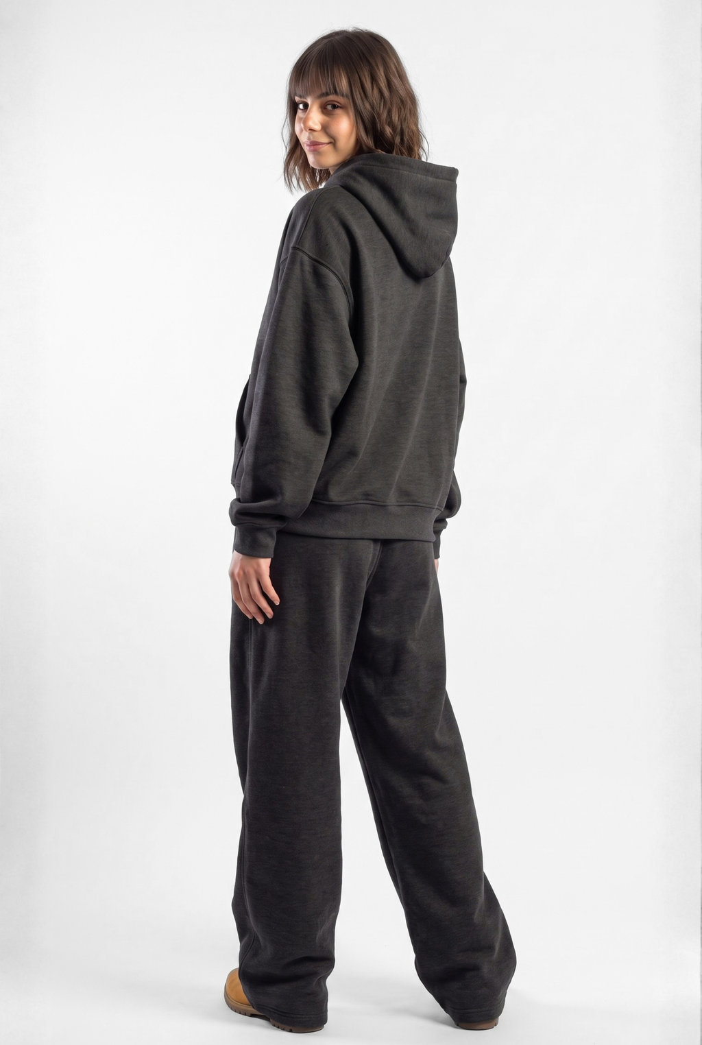 Basics Unisex Stone Grey Tracksuit Oversize Hoodie & Baggy Sweatpants