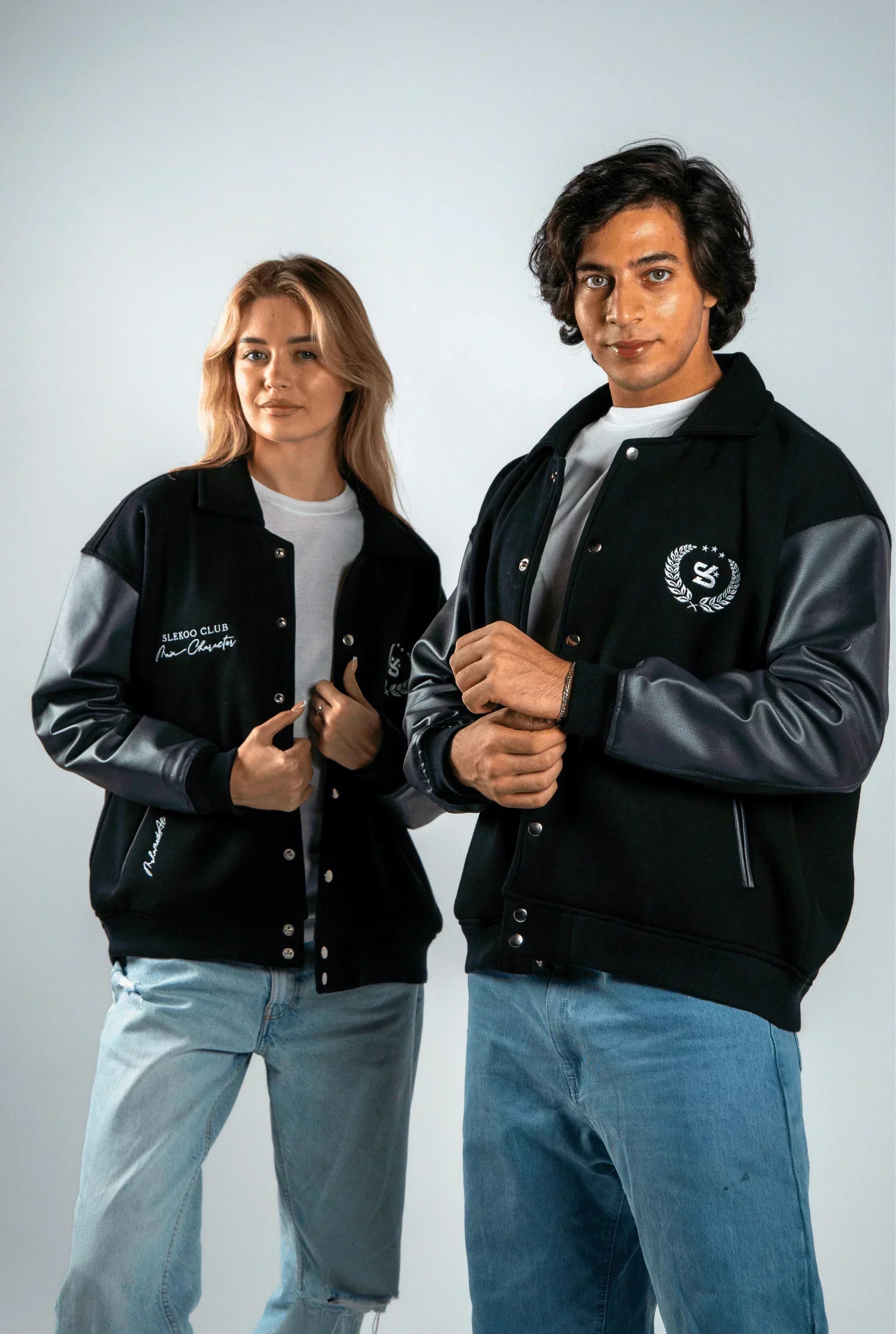 Unisex Slekoo Black Varsity Jacket