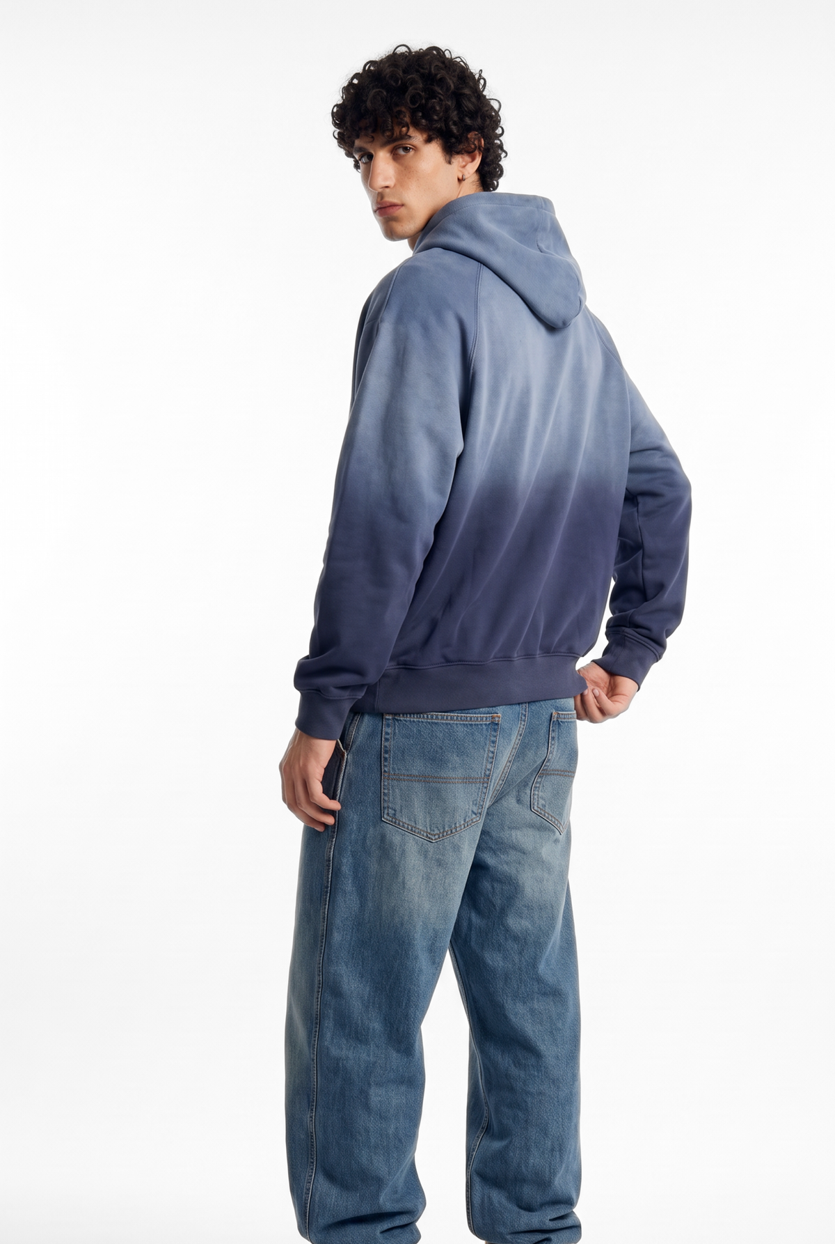 Unisex Faded Washed Oversize Hoodie Dark Navy Blue Edition