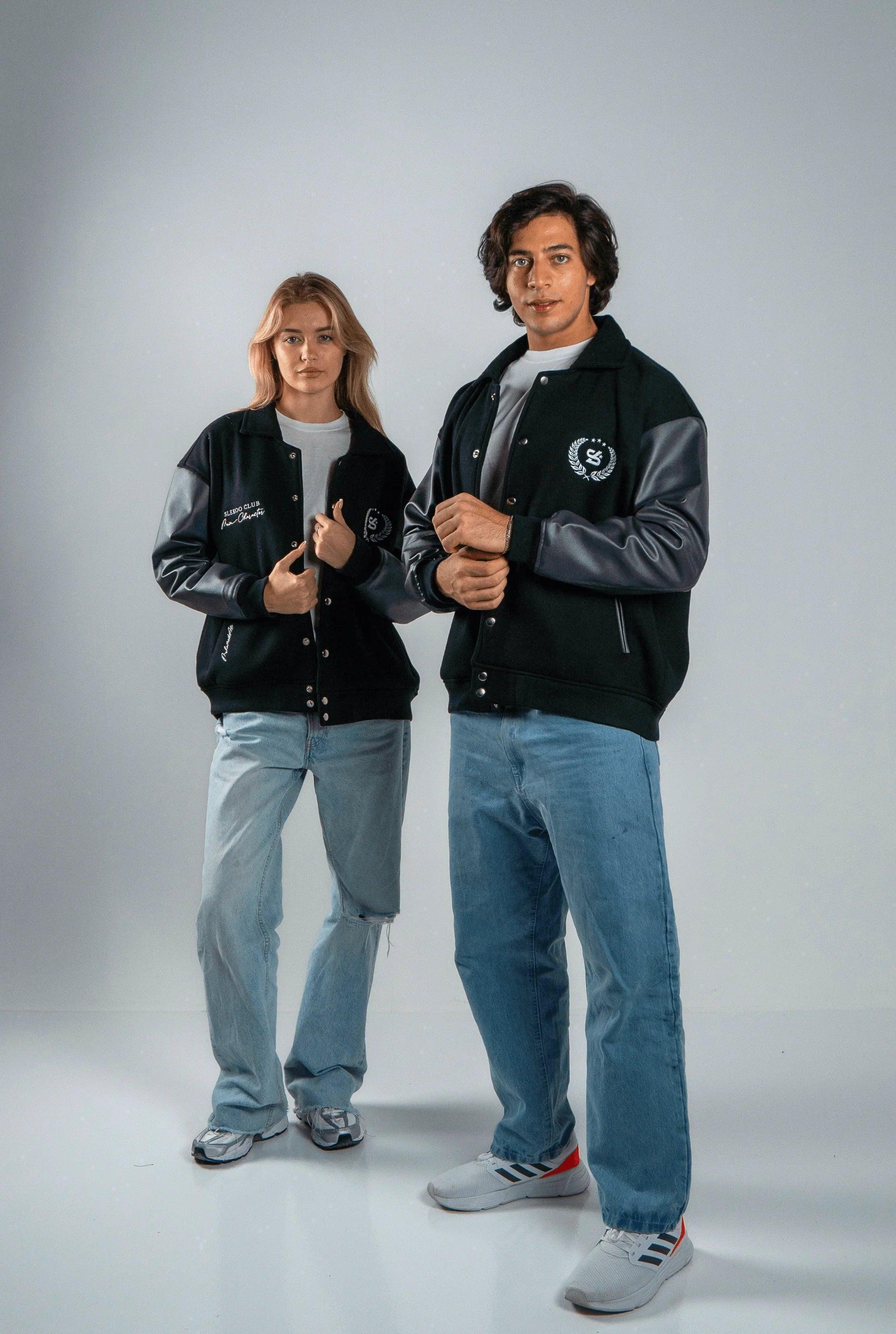 Unisex Slekoo Black Varsity Jacket