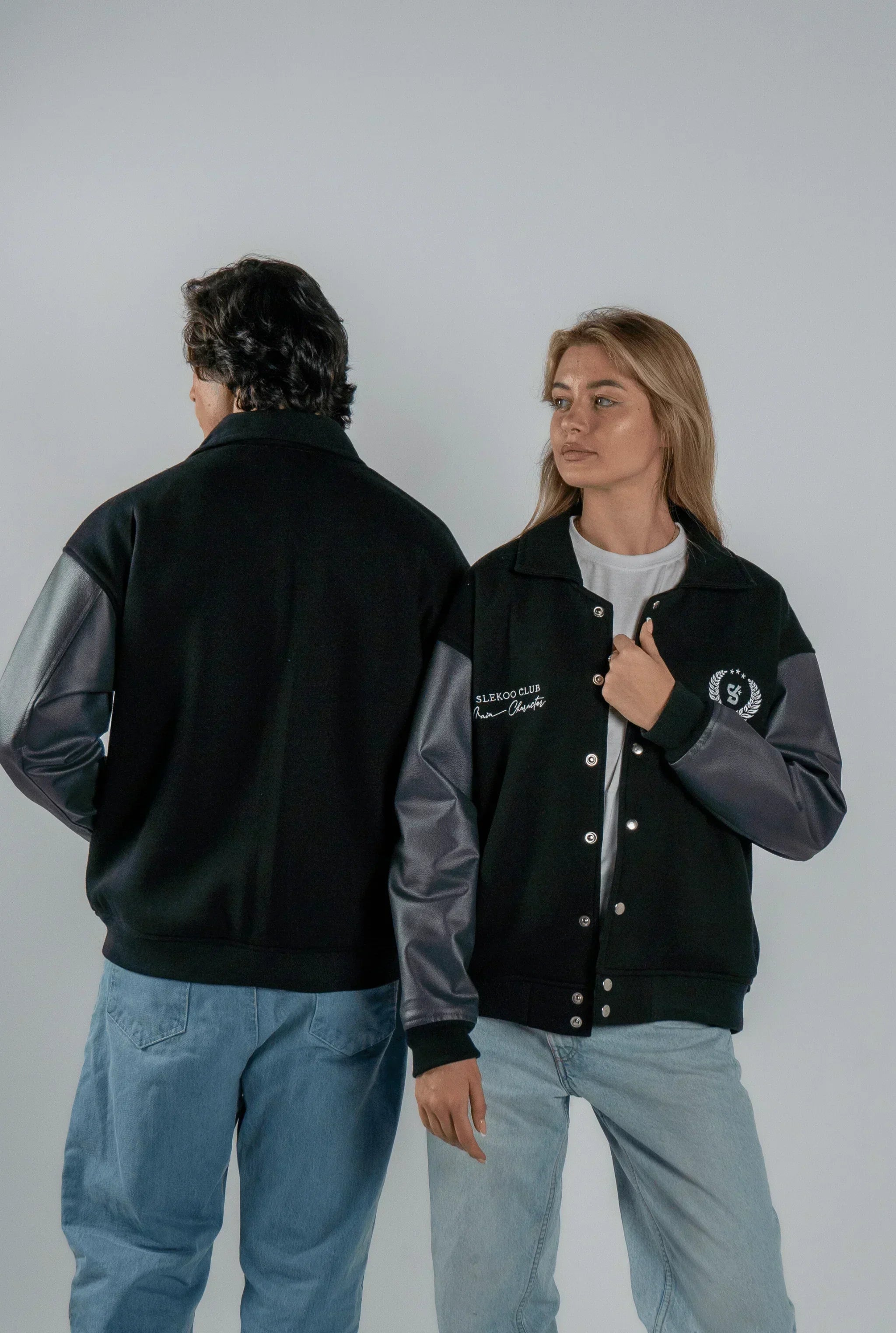 Unisex Slekoo Black Varsity Jacket