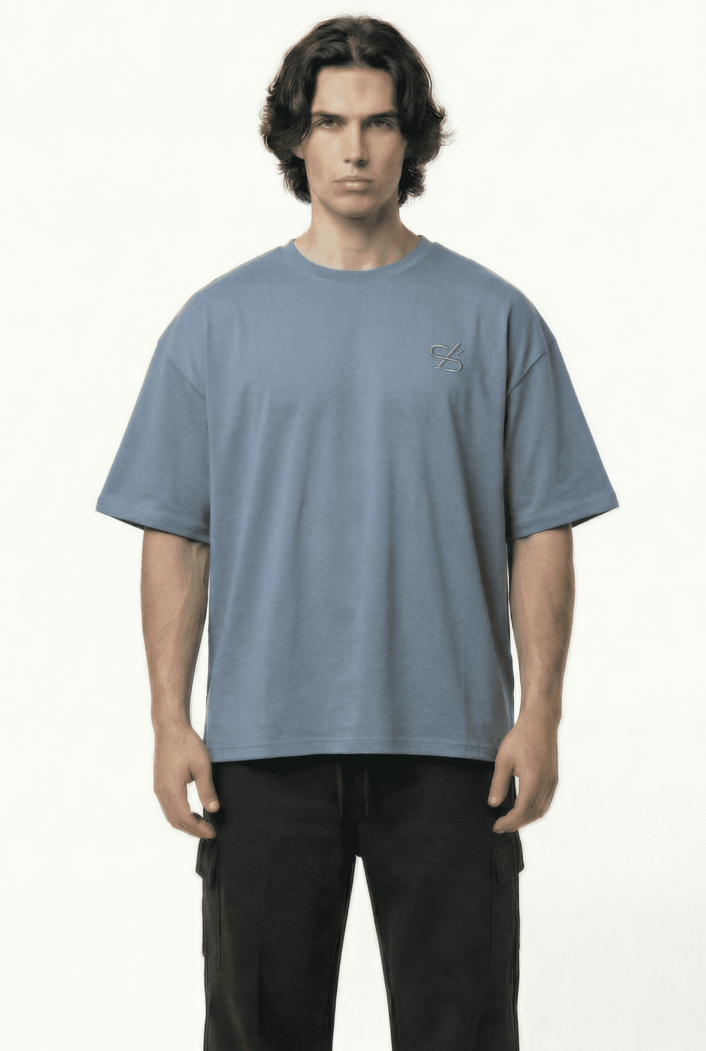 Basic Sliver Oversize T-Shirt & Baggy Cargo Pants Set