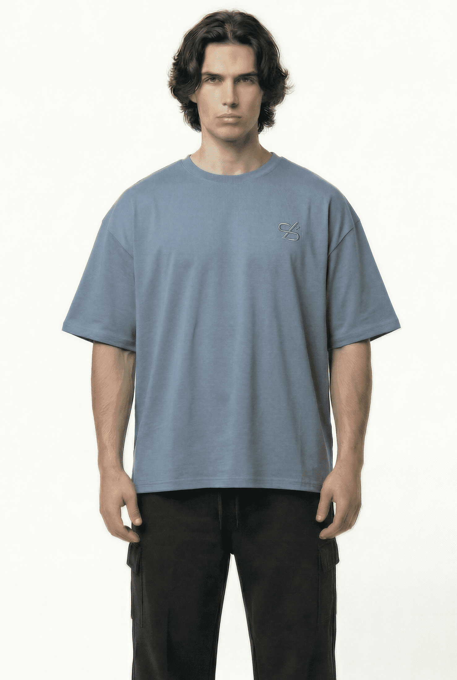 Basic Sliver Oversize T-Shirt & Baggy Cargo Pants Set