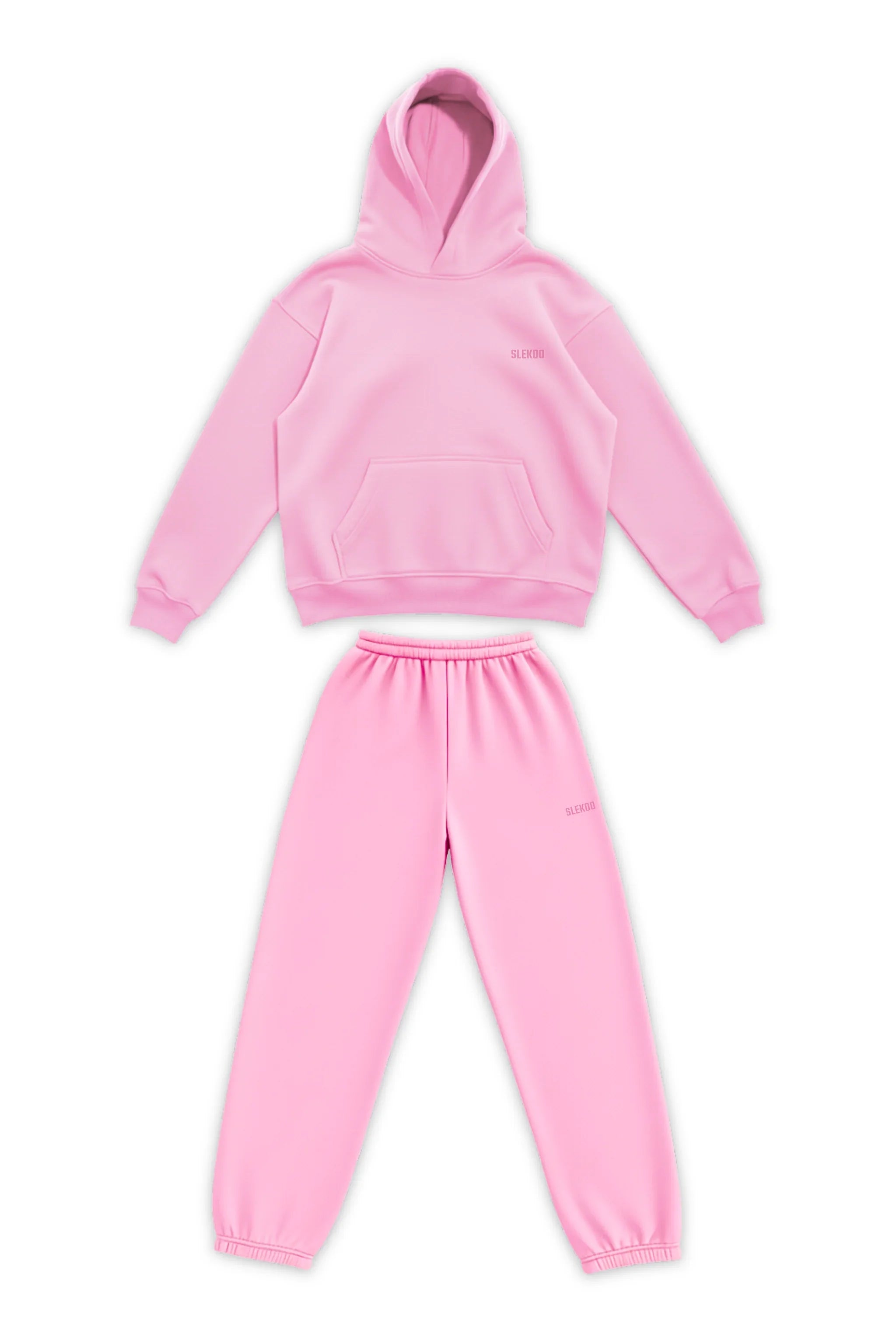 Basics Unisex Pink Tracksuit Oversize Hoodie & Closed Bottom Sweatpants V1