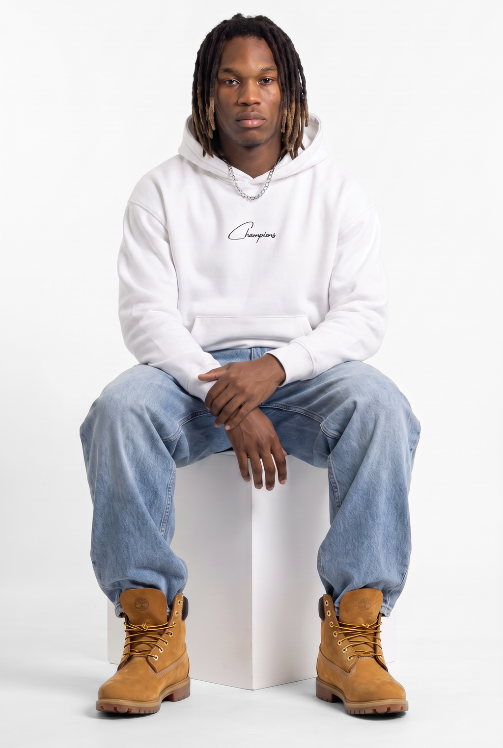 Champions White Unisex Oversize Hoodie