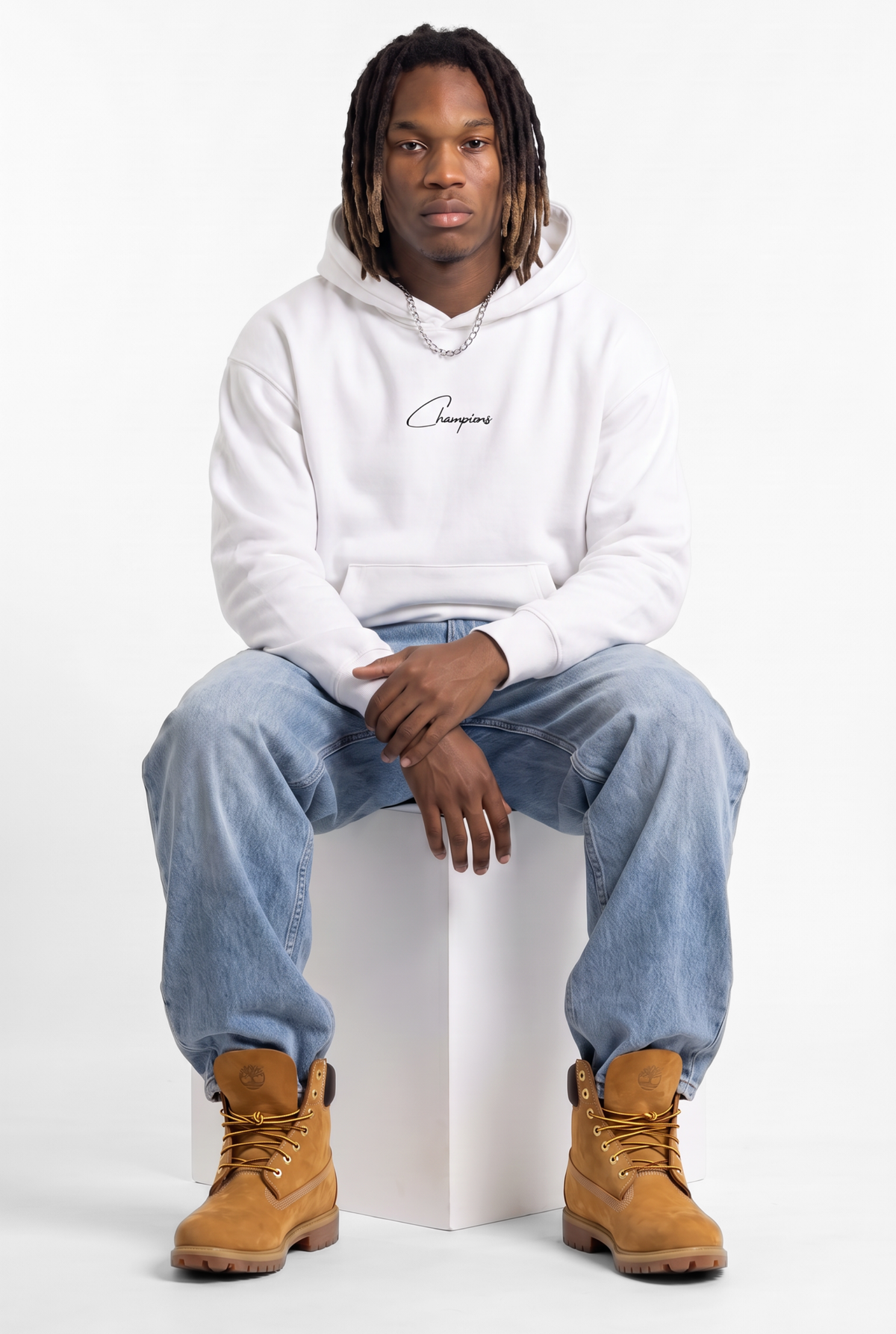 Champions White Unisex Oversize Hoodie