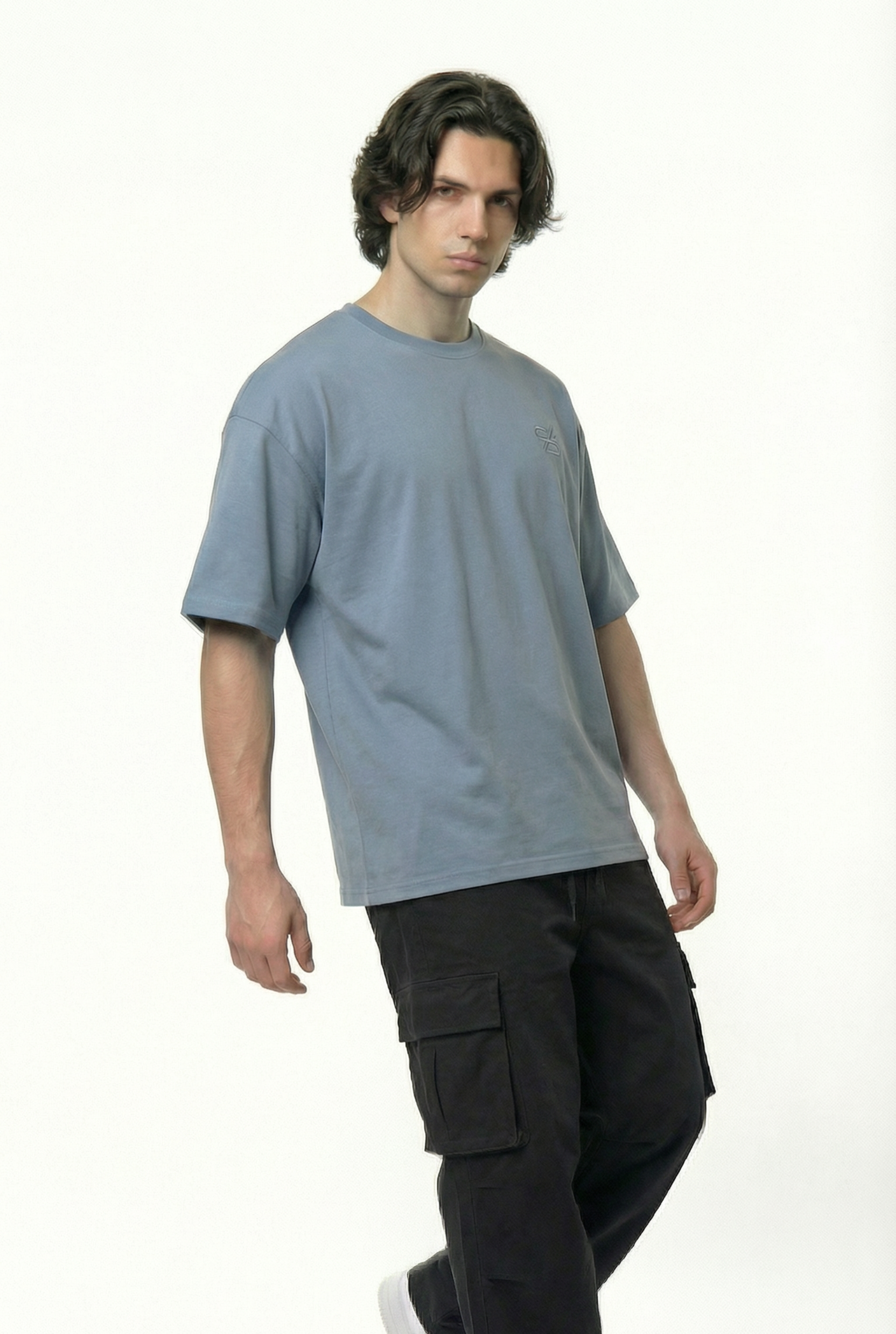 Basic Sliver Oversize T-Shirt & Baggy Cargo Pants Set