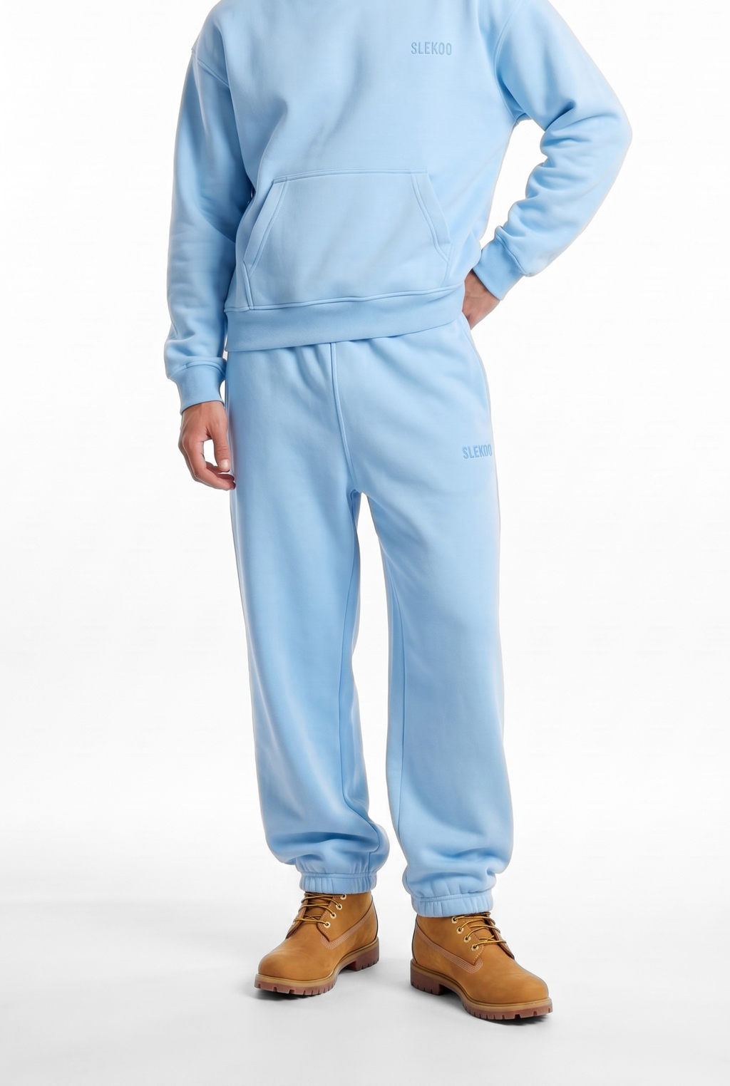 Basics Unisex Baby Blue Tracksuit Oversize Hoodie & Closed Bottom Sweatpants