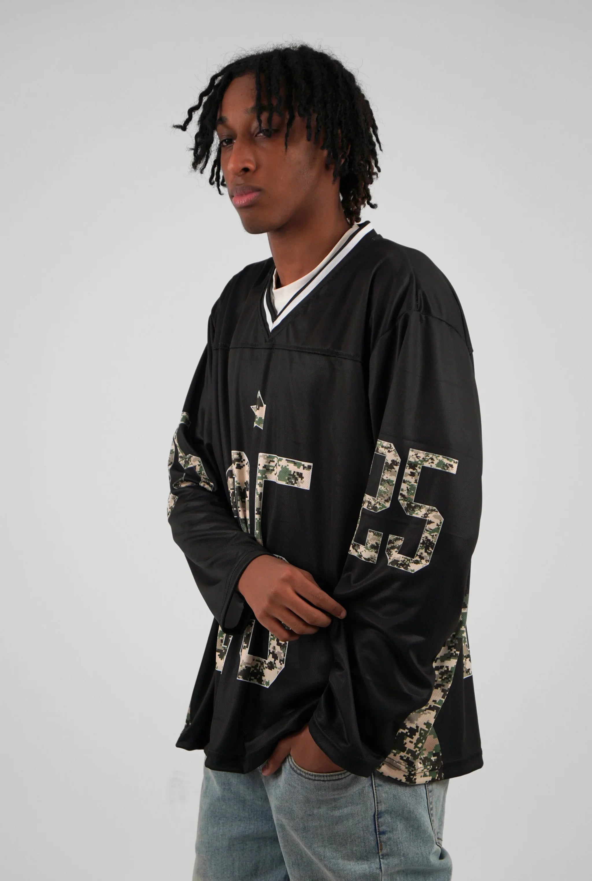 Unisex Camo Long Sleeve Oversize Jersey Black Edition