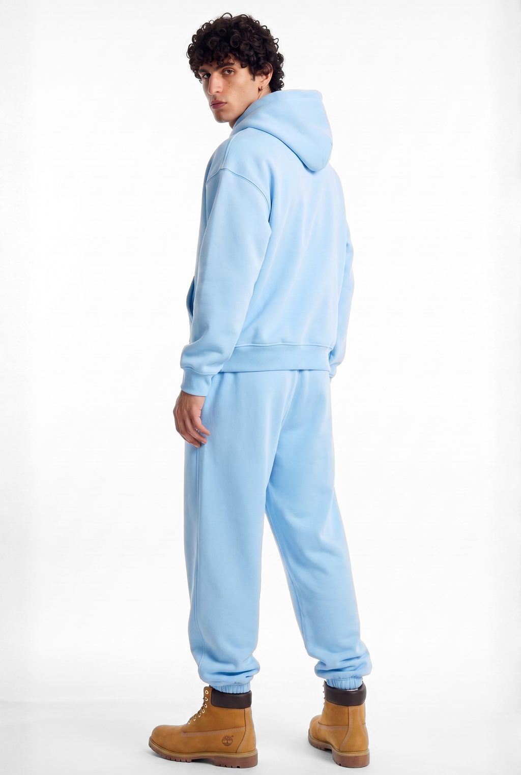 Basics Unisex Baby Blue Tracksuit Oversize Hoodie & Closed Bottom Sweatpants