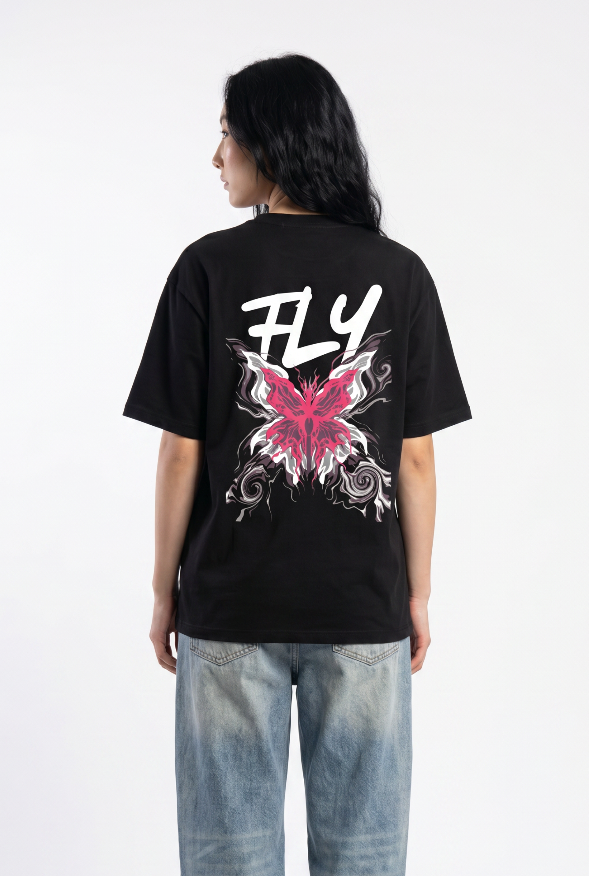 Fly Black Unisex Oversize T-Shirt