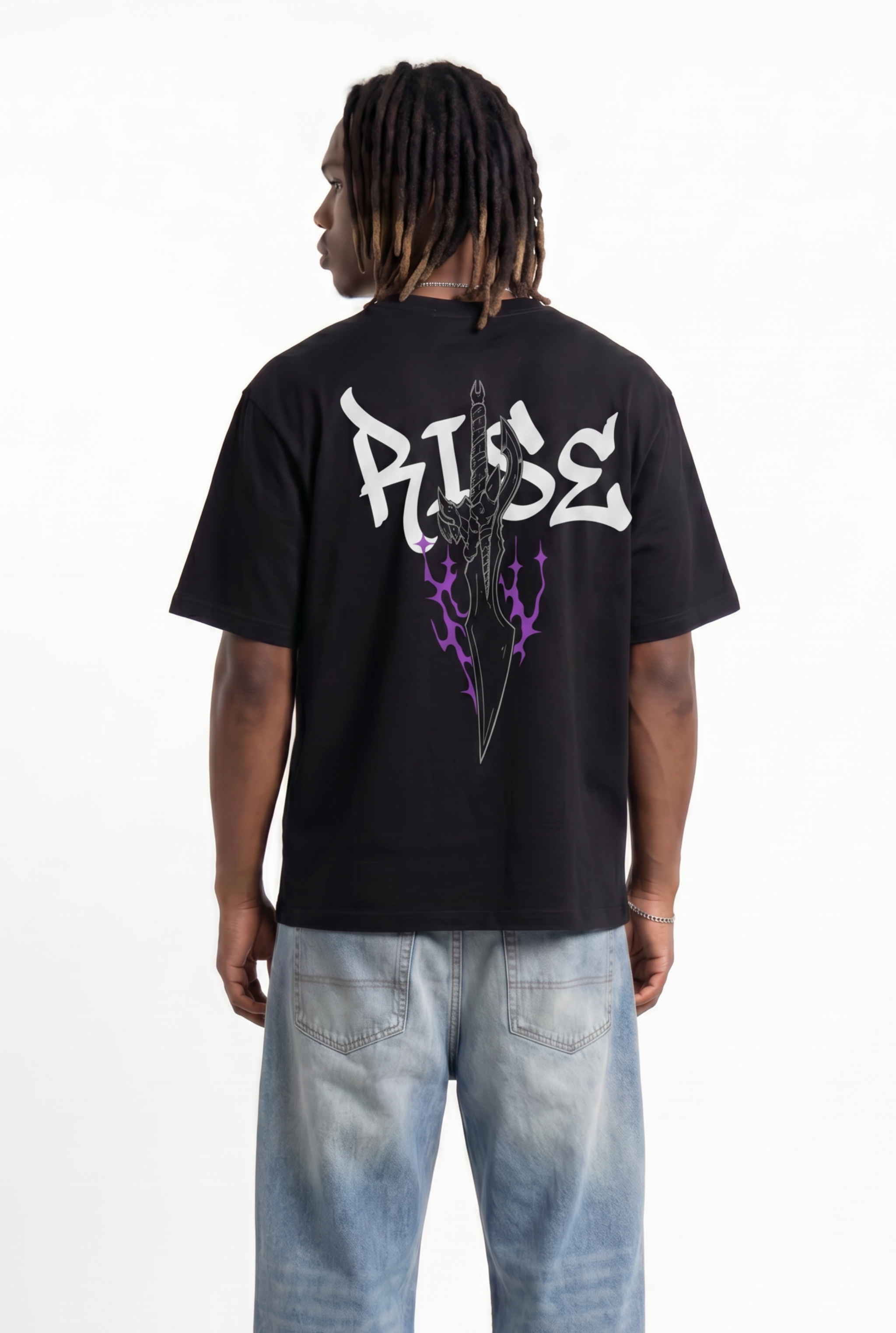 Rise Black Unisex Oversize T-Shirt