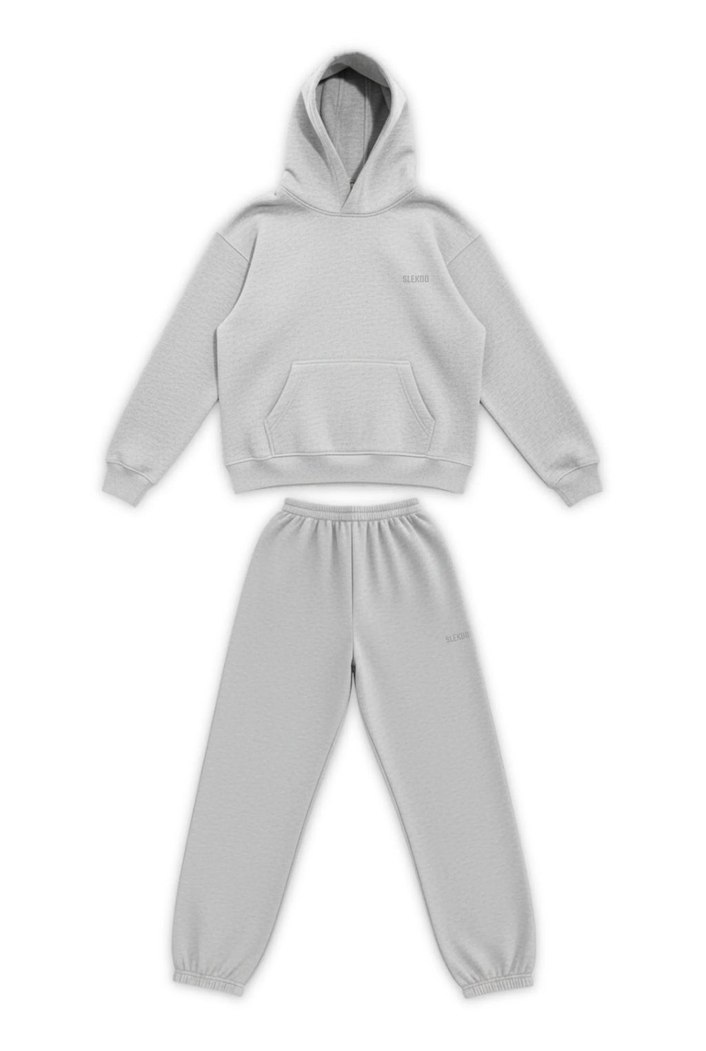 Basics Unisex Mesh Grey Tracksuit Oversize Hoodie & Closed Bottom Sweatpants V1