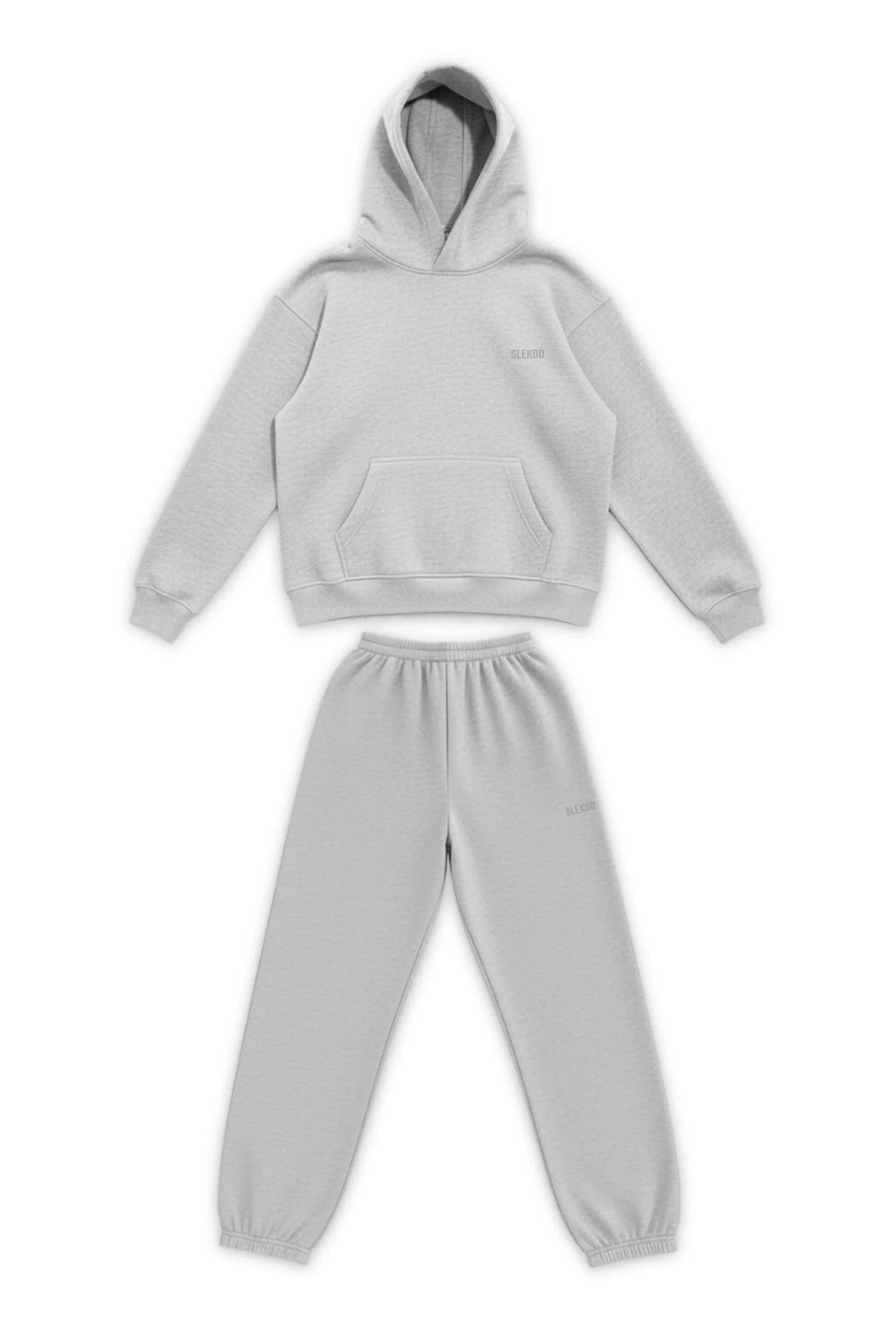 Basics Unisex Mesh Grey Tracksuit Oversize Hoodie & Closed Bottom Sweatpants V1