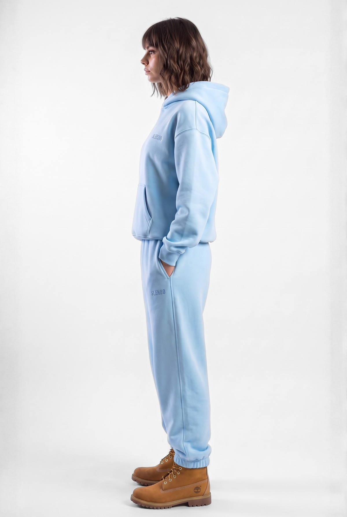 Basics Unisex Baby Blue Tracksuit Oversize Hoodie & Closed Bottom Sweatpants
