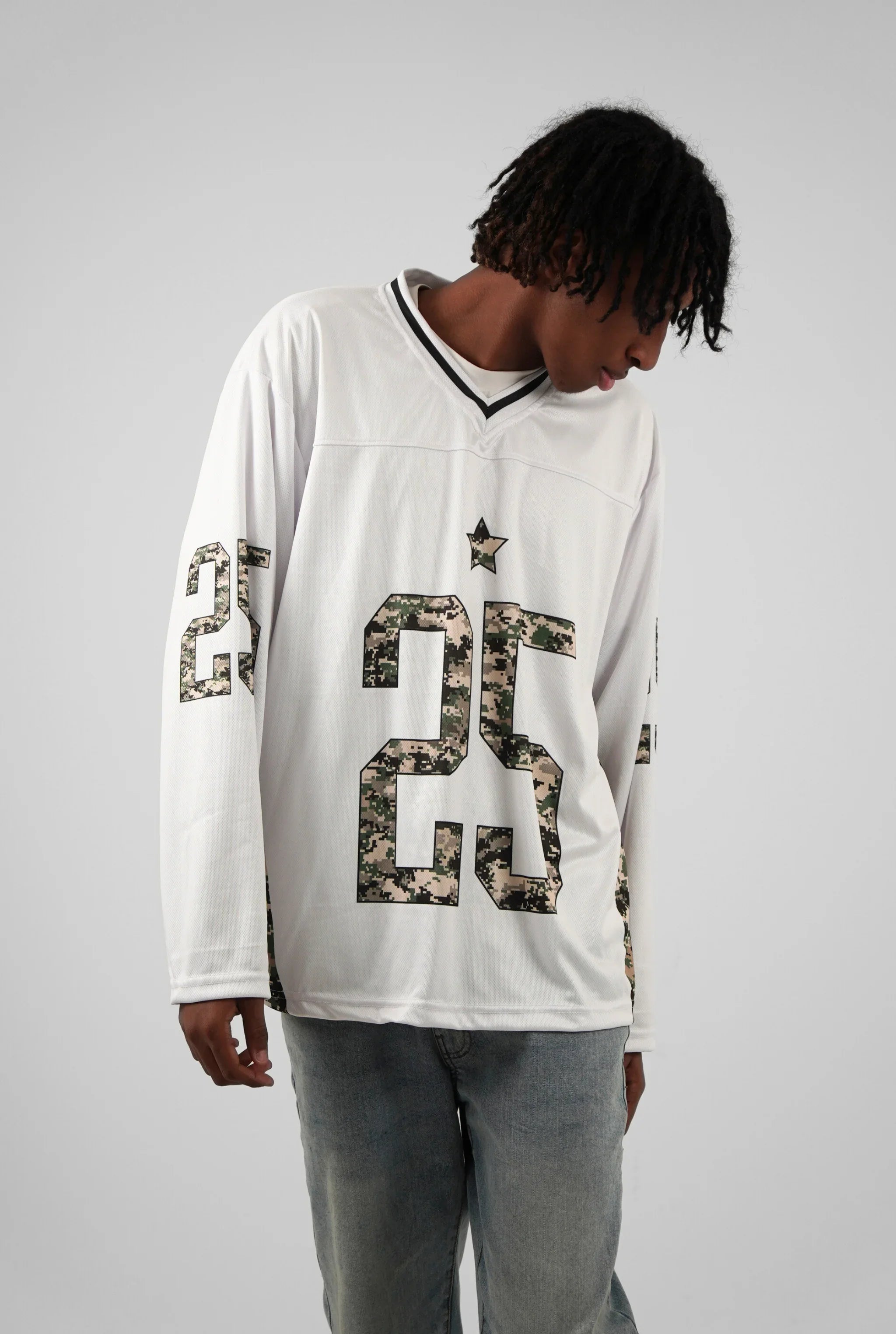 Unisex Camo Long Sleeve Oversize Jersey White Edition