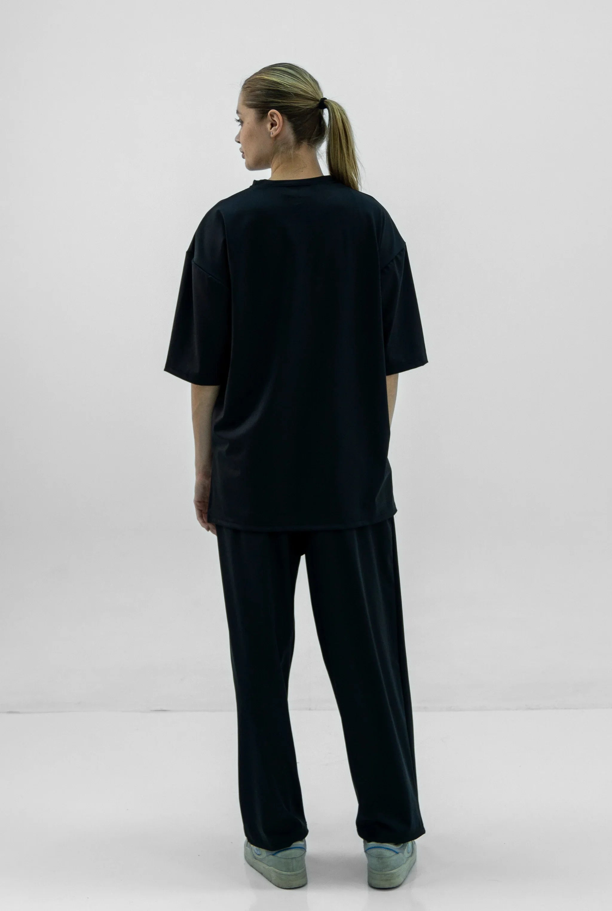 Unisex Black Oversize Relaxed Fit T-shirt & Baggy Pants Set