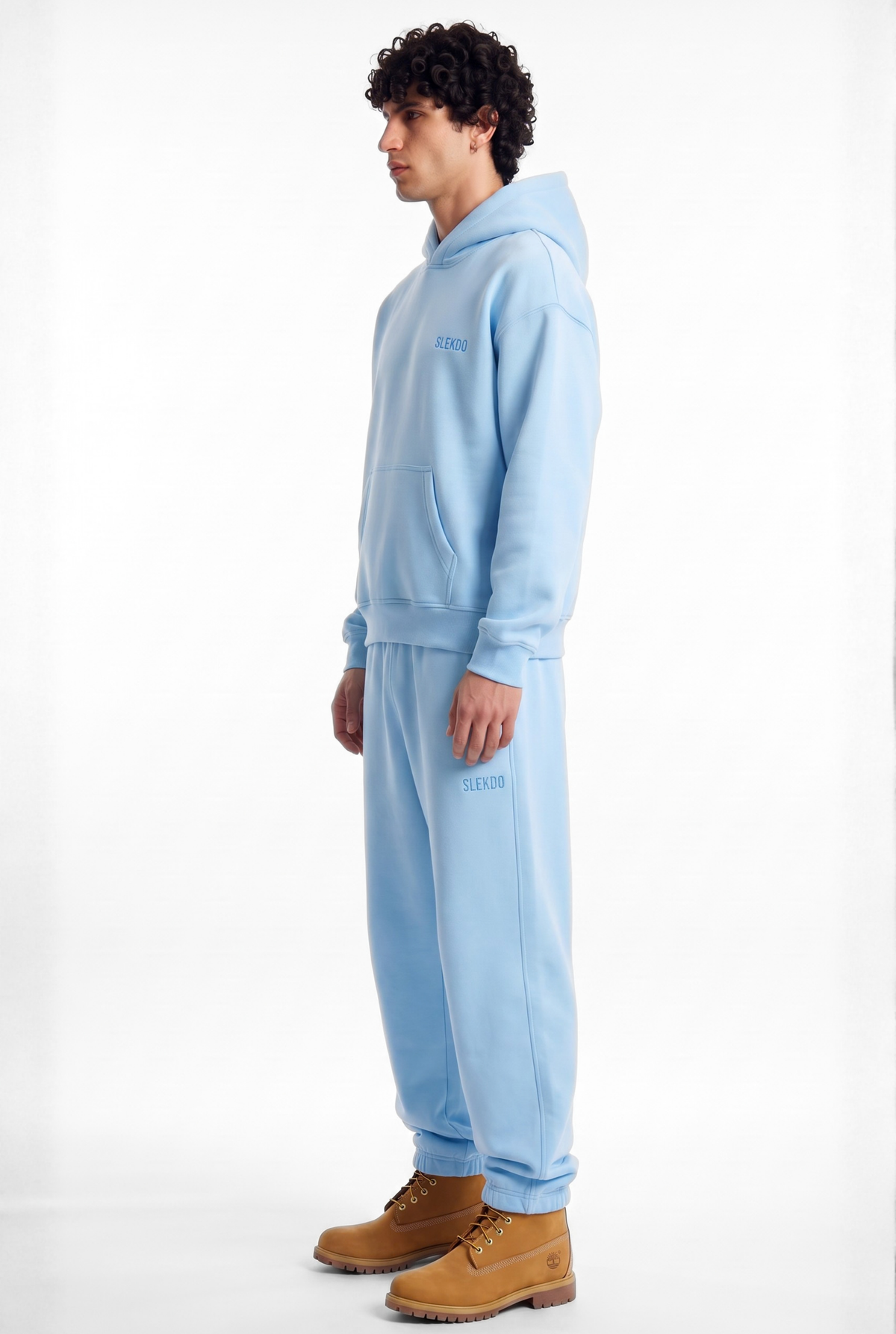 Basics Unisex Baby Blue Tracksuit Oversize Hoodie & Closed Bottom Sweatpants