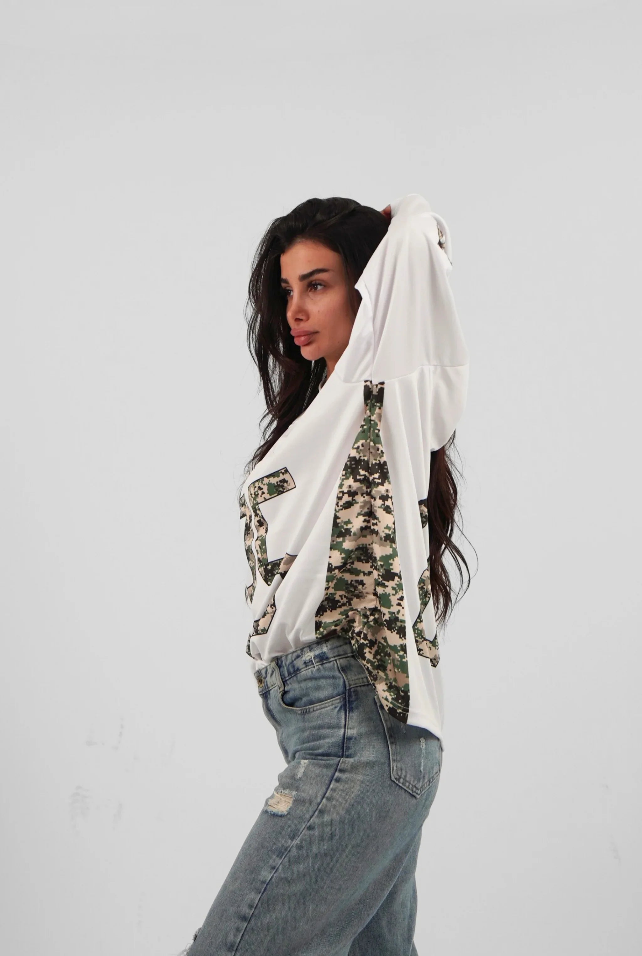 Unisex Camo Long Sleeve Oversize Jersey White Edition