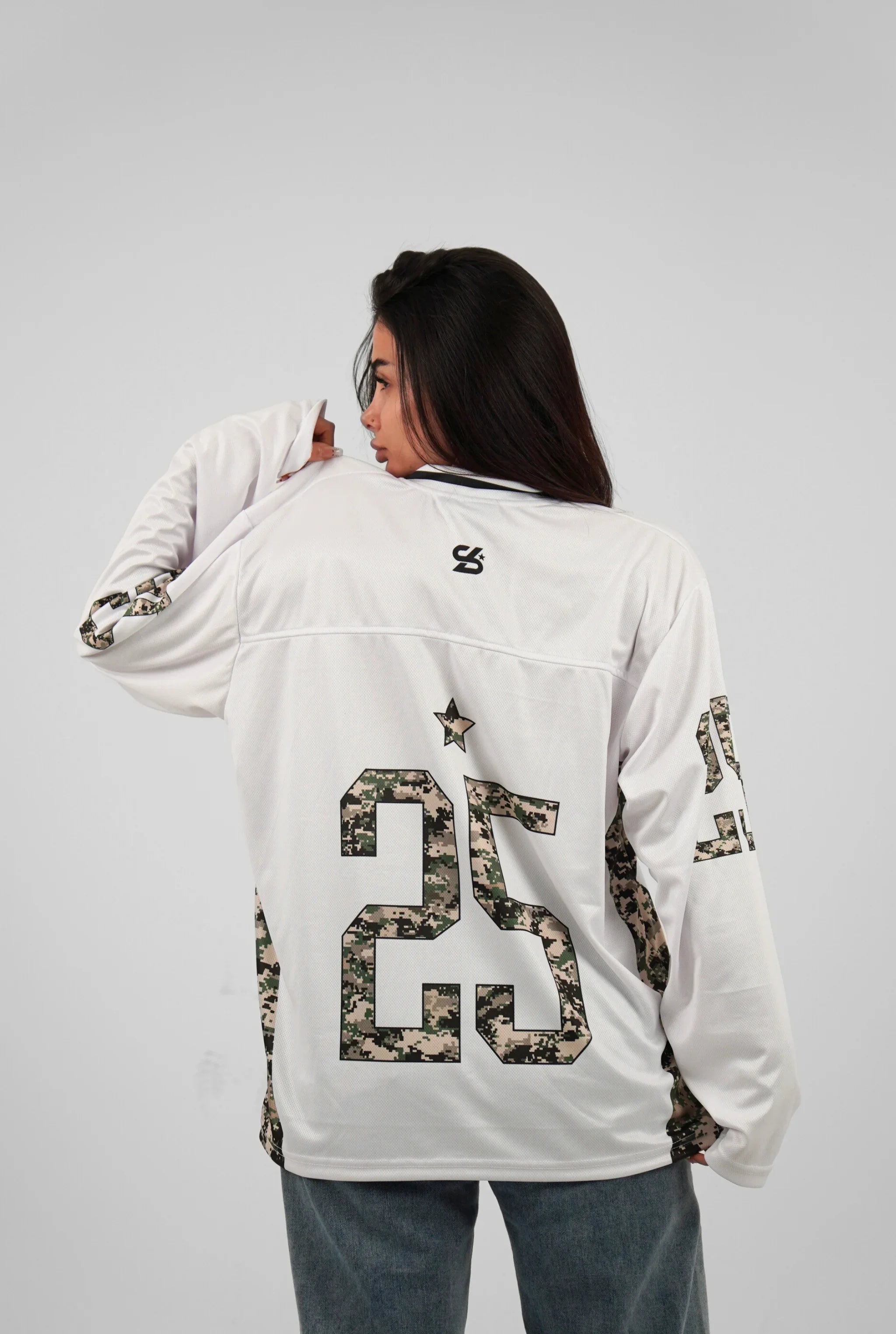 Unisex Camo Long Sleeve Oversize Jersey White Edition