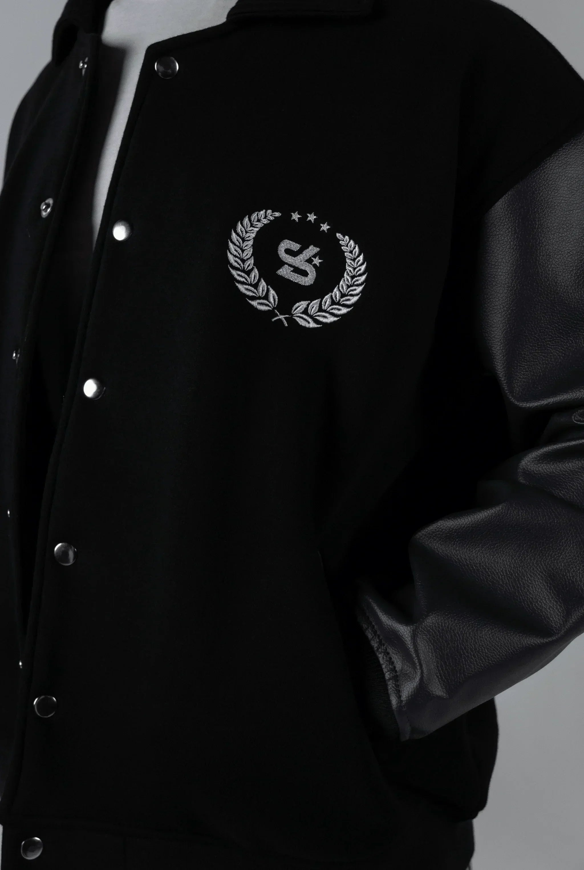 Unisex Slekoo Black Varsity Jacket