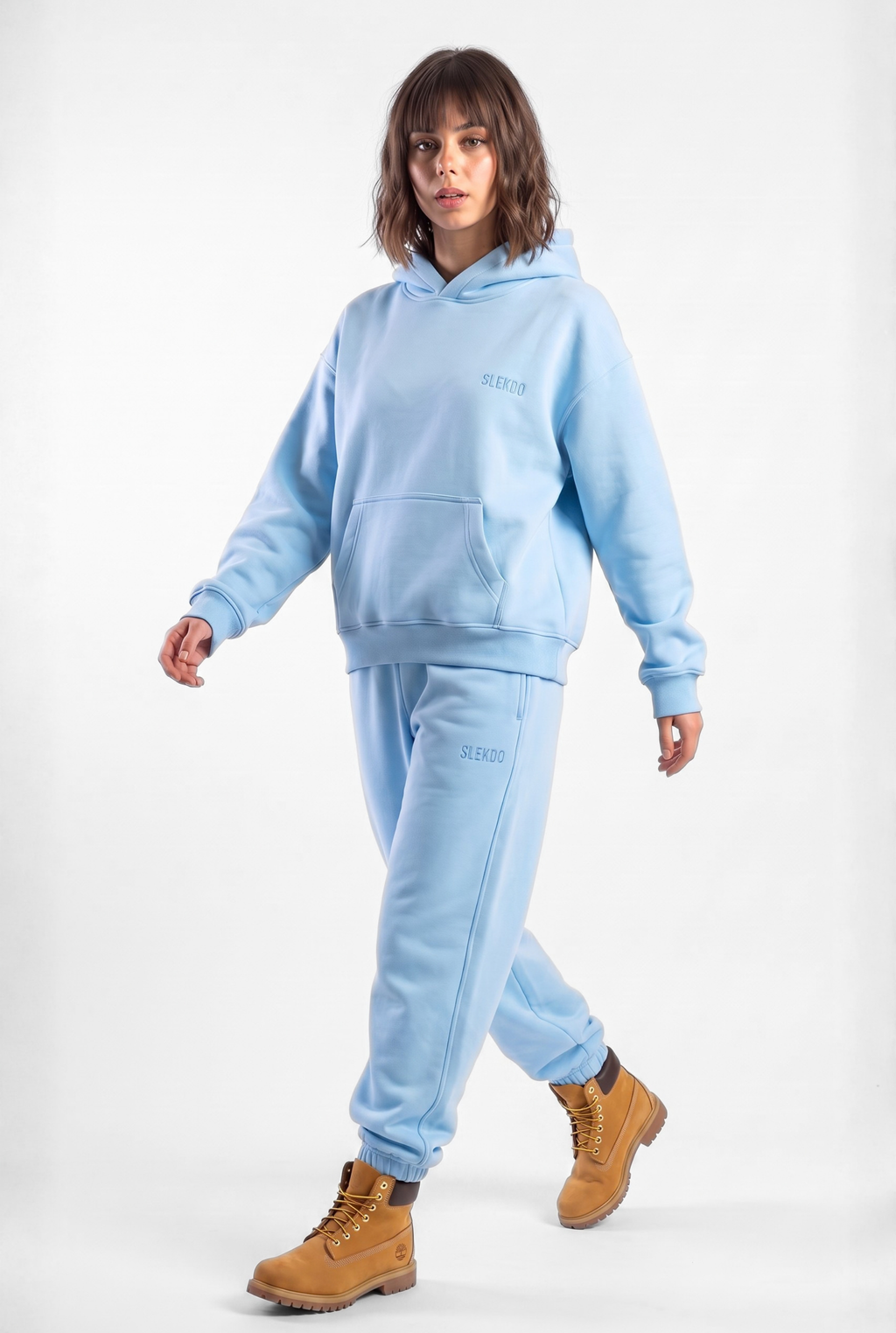 Basics Unisex Baby Blue Tracksuit Oversize Hoodie & Closed Bottom Sweatpants