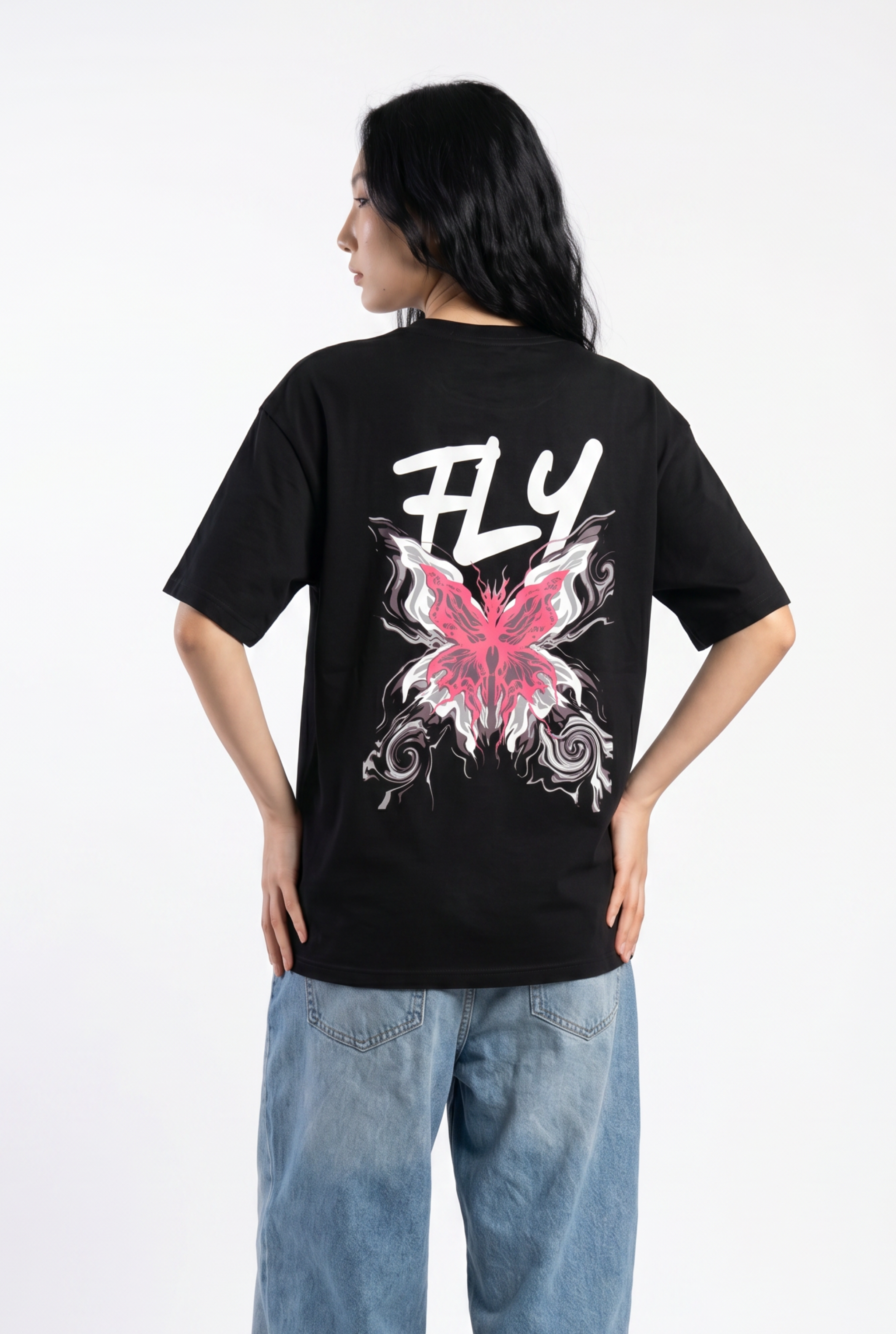 Fly Black Unisex Oversize T-Shirt