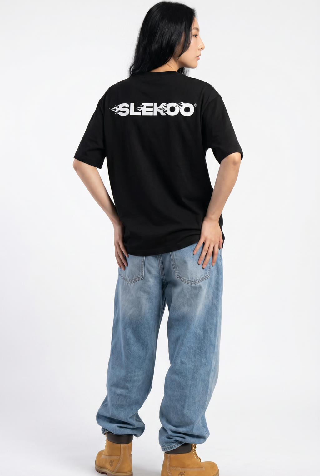 Slekoo Flame Black Unisex Oversize T-Shirt
