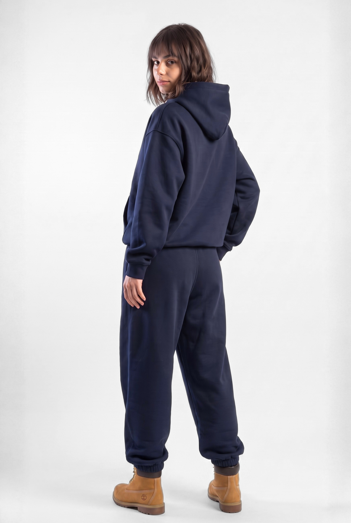 Basics Unisex Dark Navy Tracksuit Oversize Hoodie & Closed Bottom Sweatpants