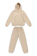 Basics Unisex Beige Tracksuit Oversize Hoodie & Closed Bottom Sweatpants V1