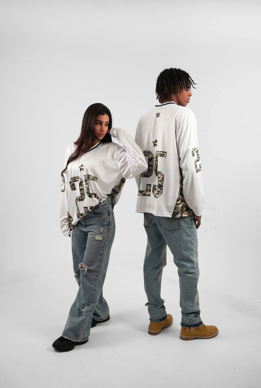 Unisex Camo Long Sleeve Oversize Jersey White Edition