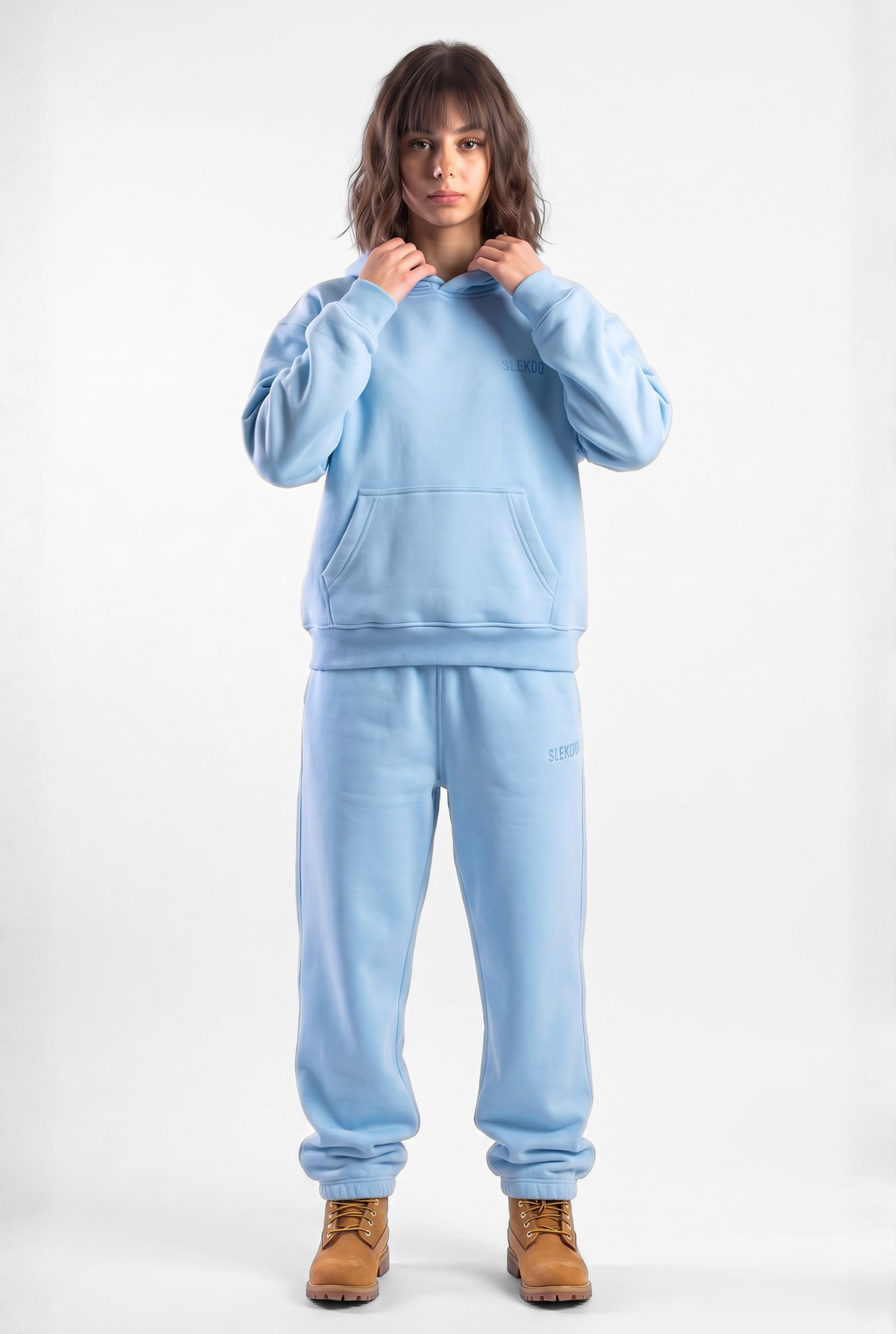 Basics Unisex Baby Blue Tracksuit Oversize Hoodie & Closed Bottom Sweatpants