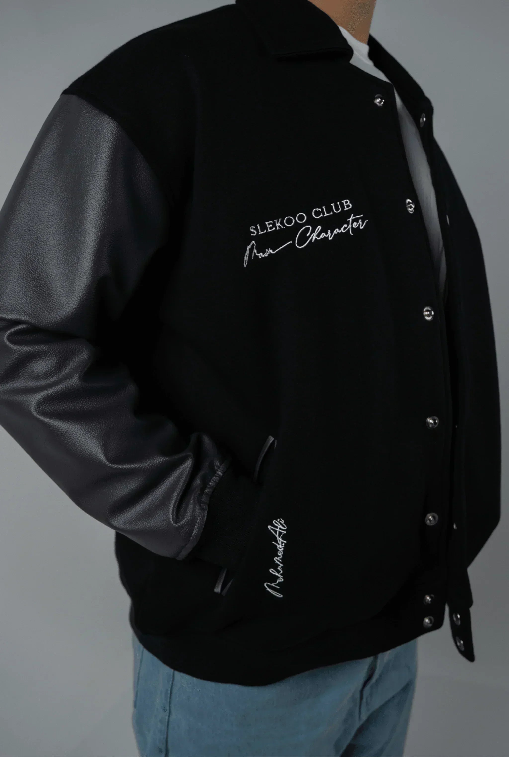 Unisex Slekoo Black Varsity Jacket