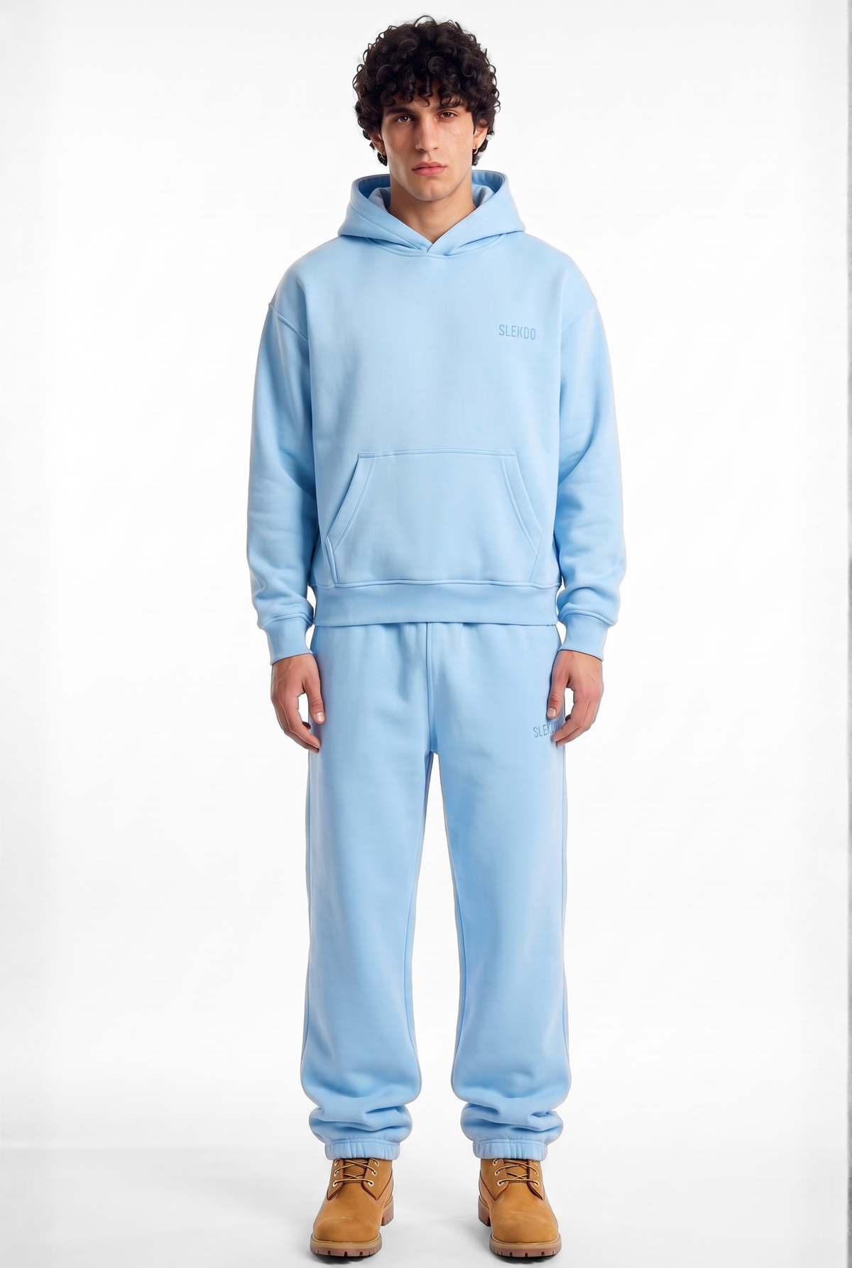Basics Unisex Baby Blue Tracksuit Oversize Hoodie & Closed Bottom Sweatpants