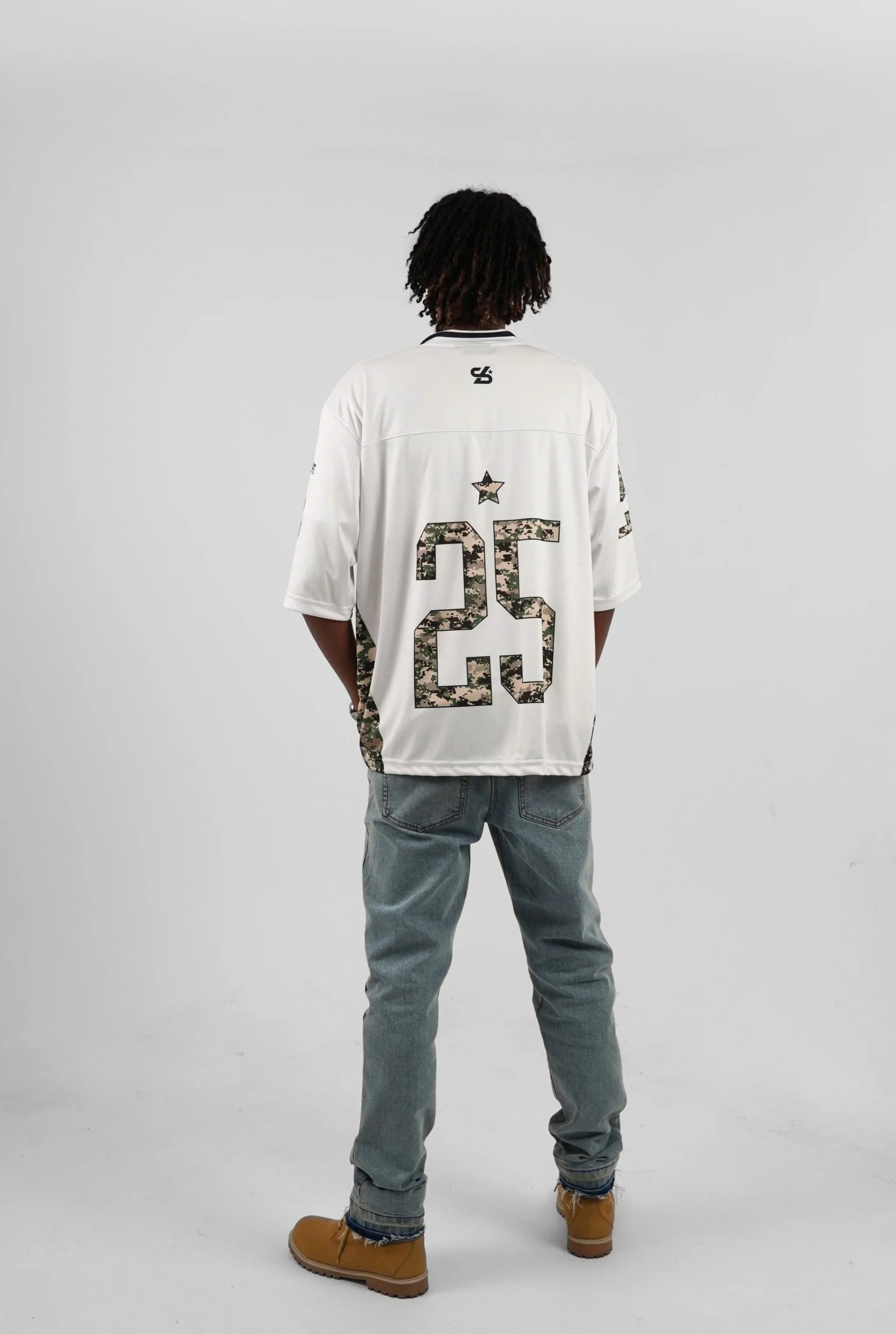 Unisex Camo Half-Sleeve Oversize Jersey White Edition