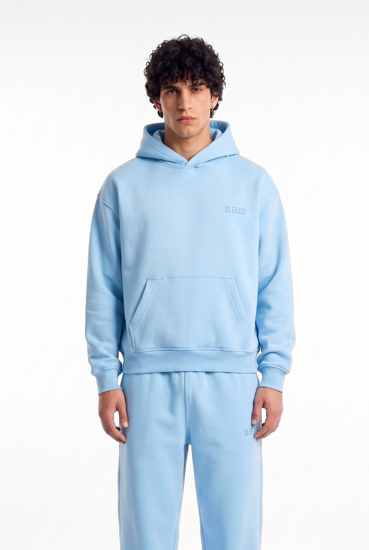 Basics Unisex Baby Blue Tracksuit Oversize Hoodie & Closed Bottom Sweatpants