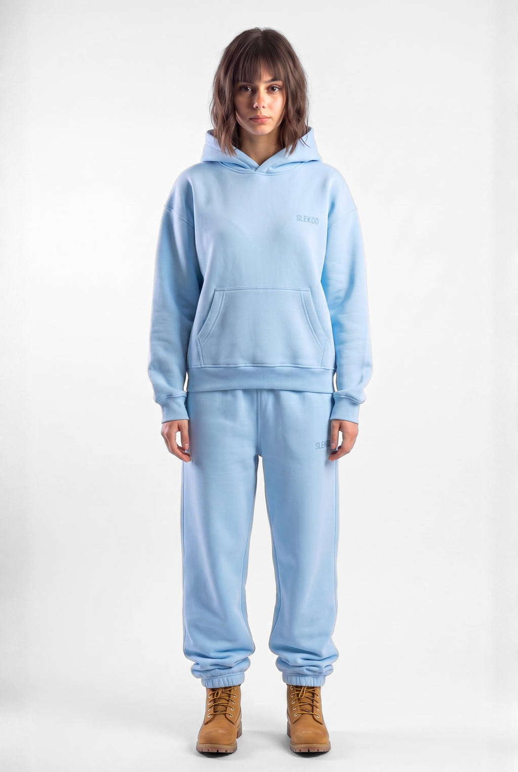 Basics Unisex Baby Blue Tracksuit Oversize Hoodie & Closed Bottom Sweatpants