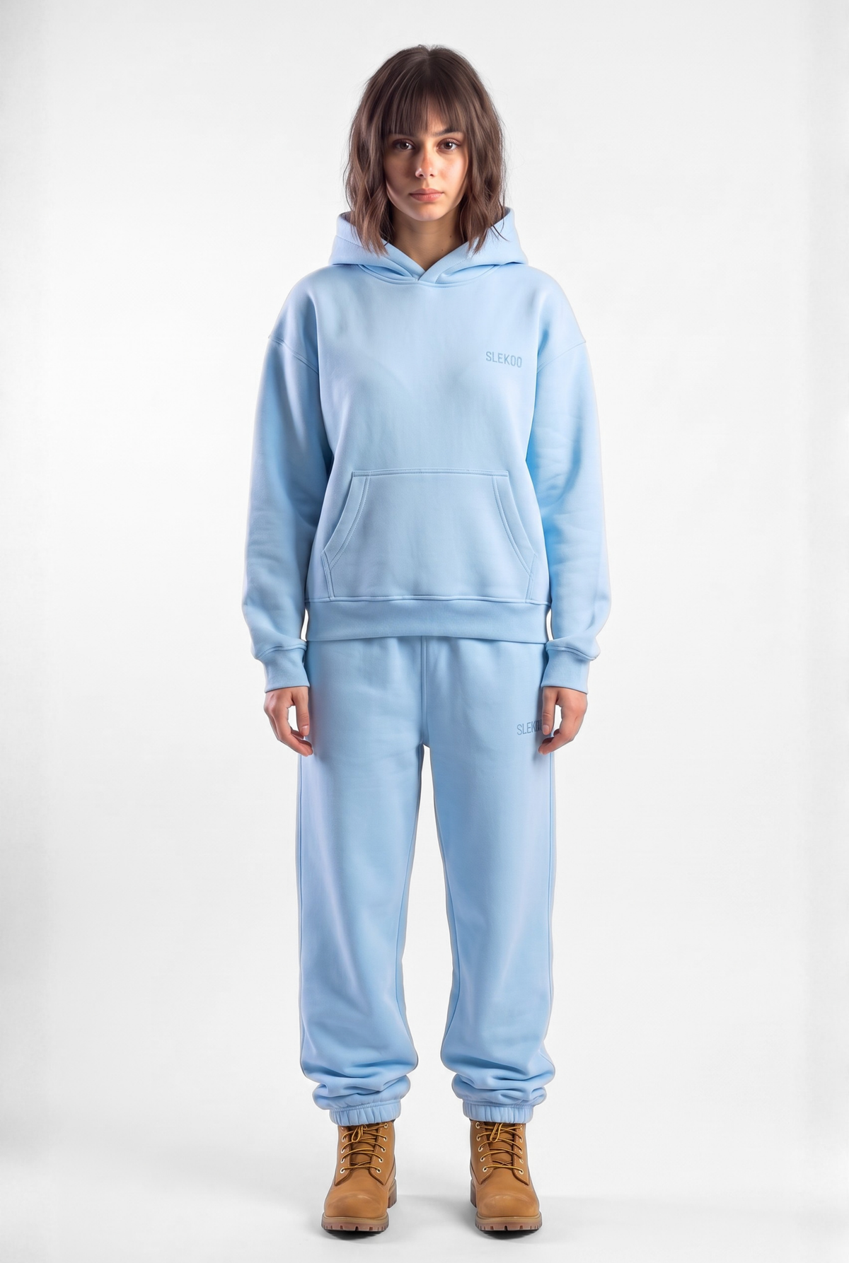 Basics Unisex Baby Blue Tracksuit Oversize Hoodie & Closed Bottom Sweatpants