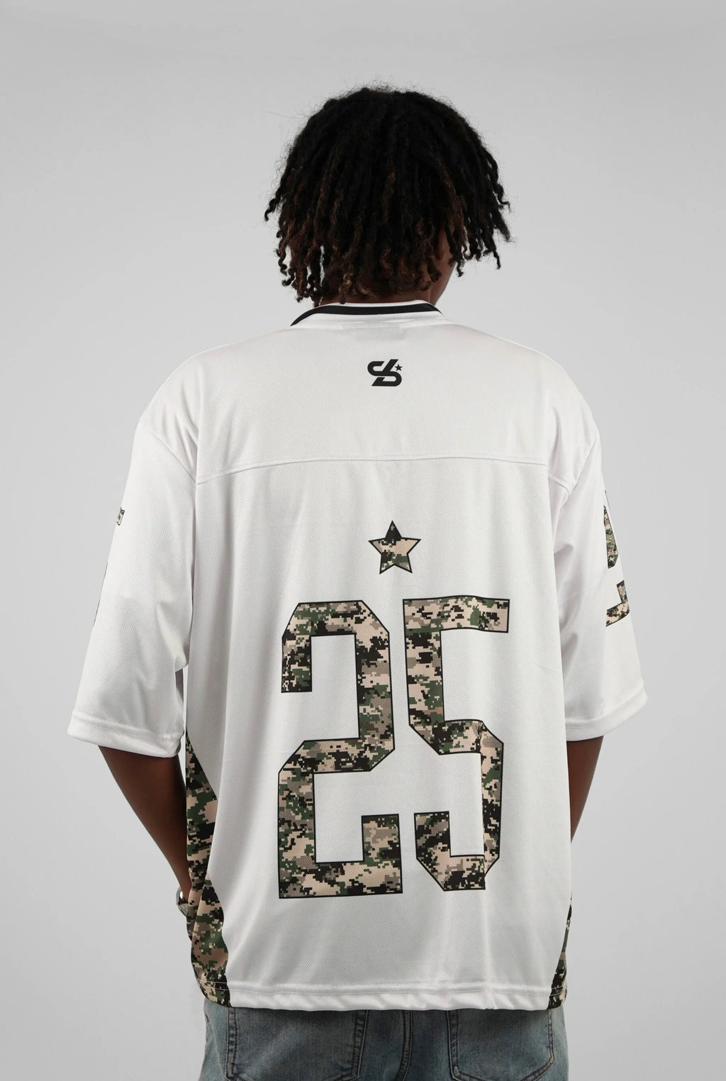 Unisex Camo Half-Sleeve Oversize Jersey White Edition