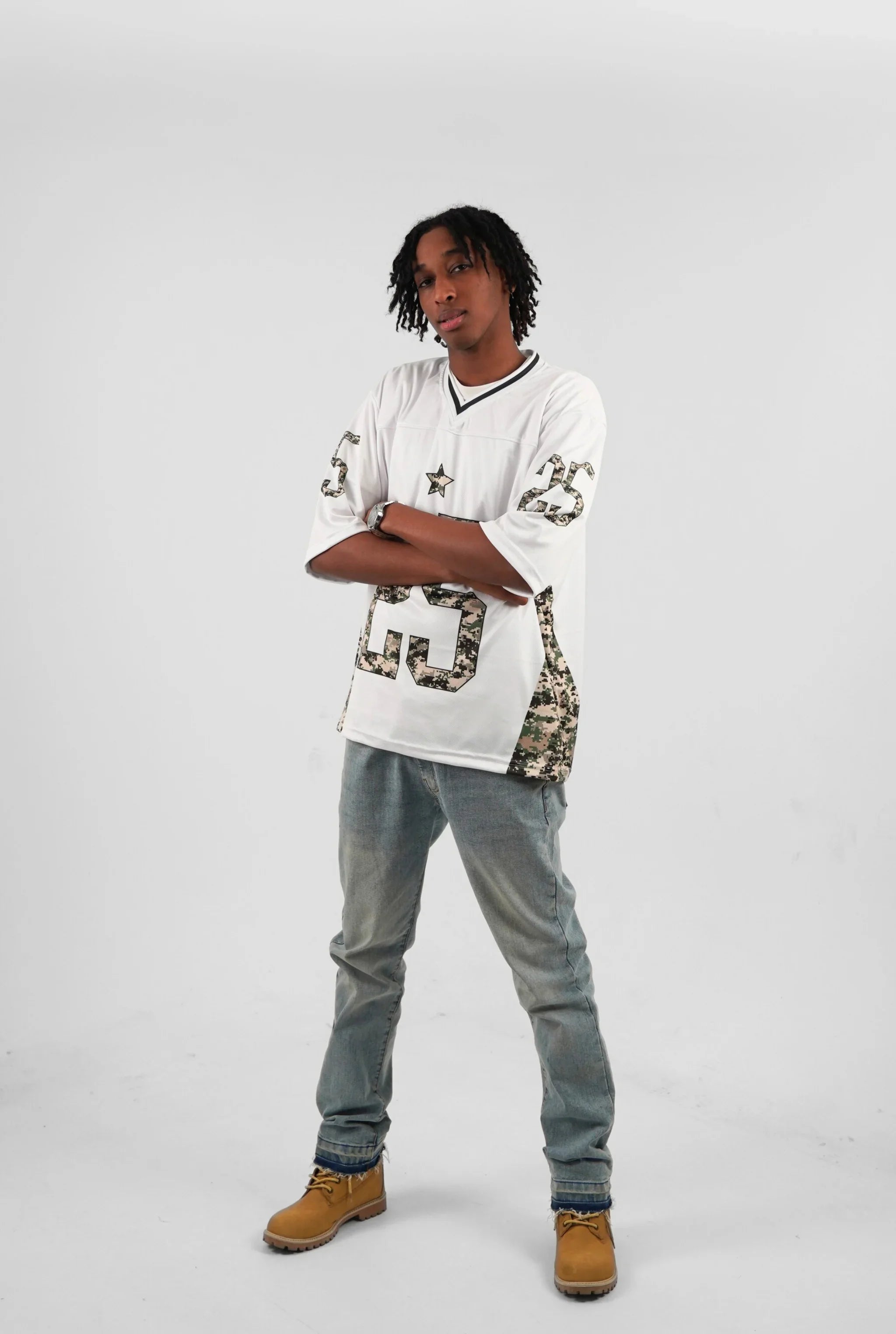 Unisex Camo Half-Sleeve Oversize Jersey White Edition