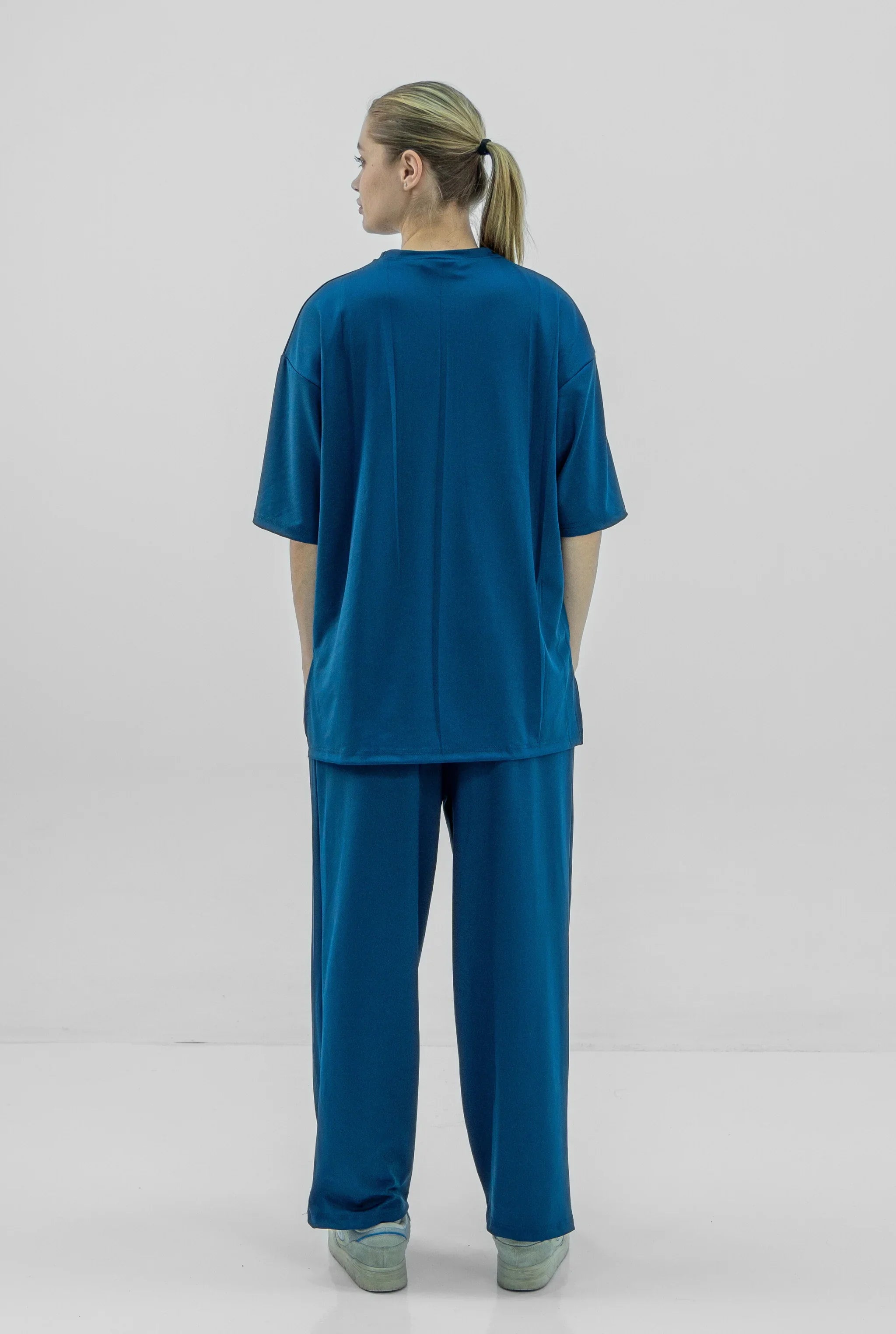 Unisex Teal Oversize Relaxed Fit T-shirt & Baggy Pants Set