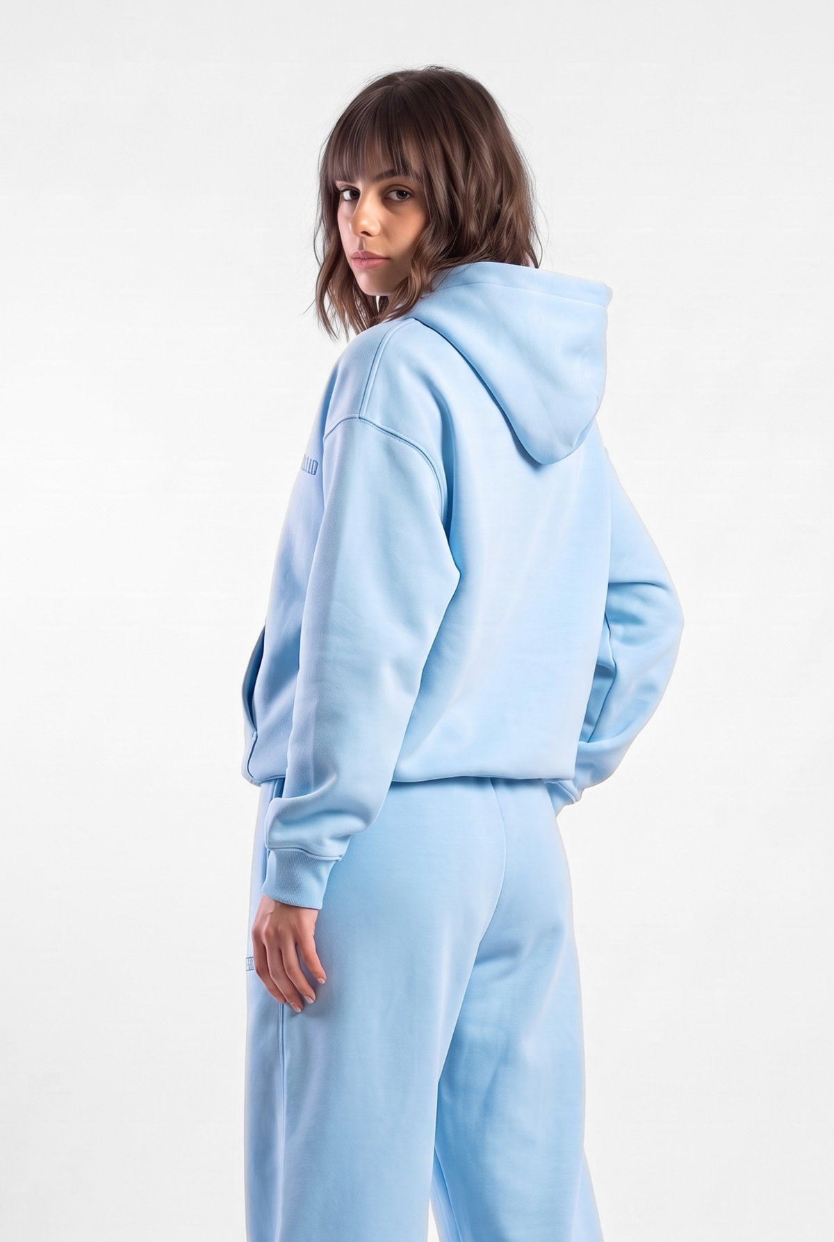 Basics Unisex Baby Blue Tracksuit Oversize Hoodie & Closed Bottom Sweatpants