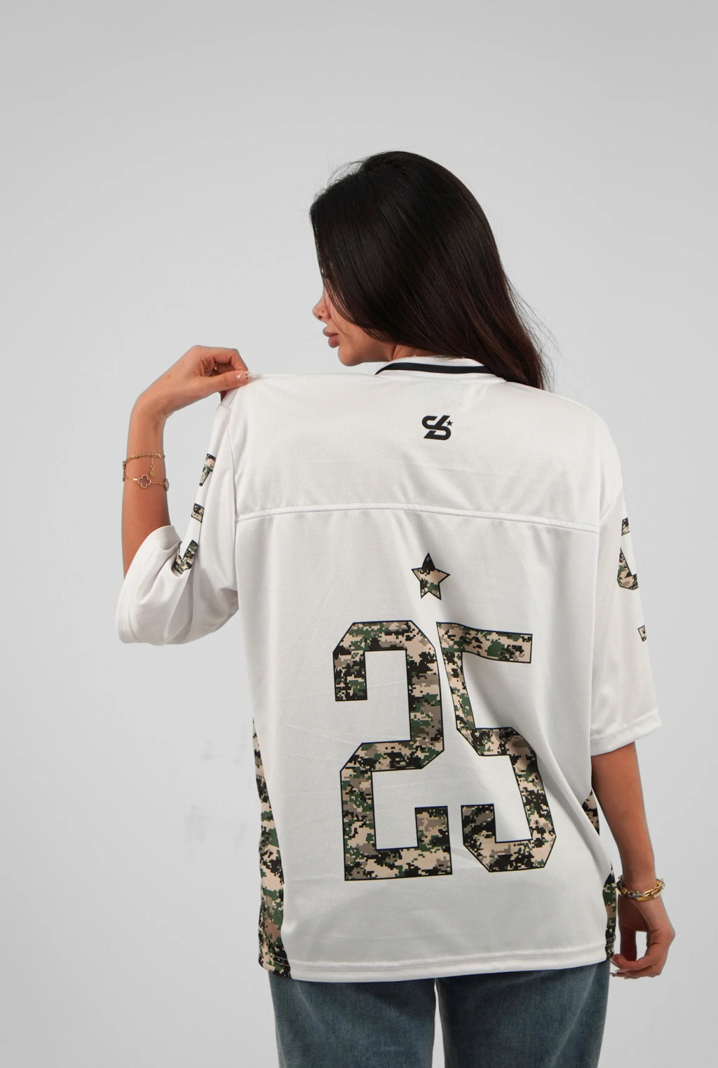 Unisex Camo Half-Sleeve Oversize Jersey White Edition