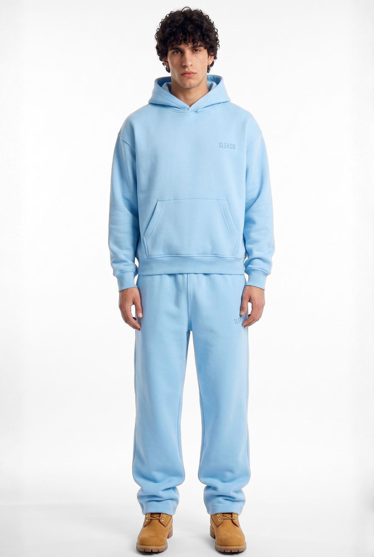 Basics Unisex Baby Blue Tracksuit Oversize Hoodie & Baggy Sweatpants