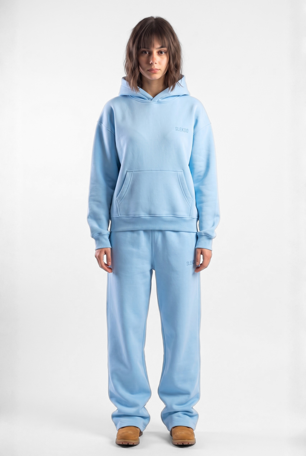 Basics Unisex Baby Blue Tracksuit Oversize Hoodie & Baggy Sweatpants