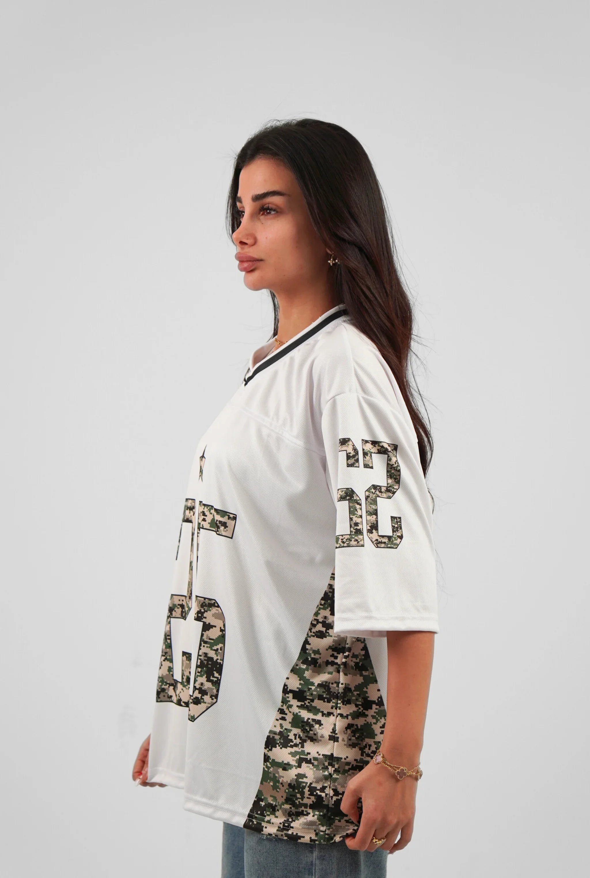 Unisex Camo Half-Sleeve Oversize Jersey White Edition