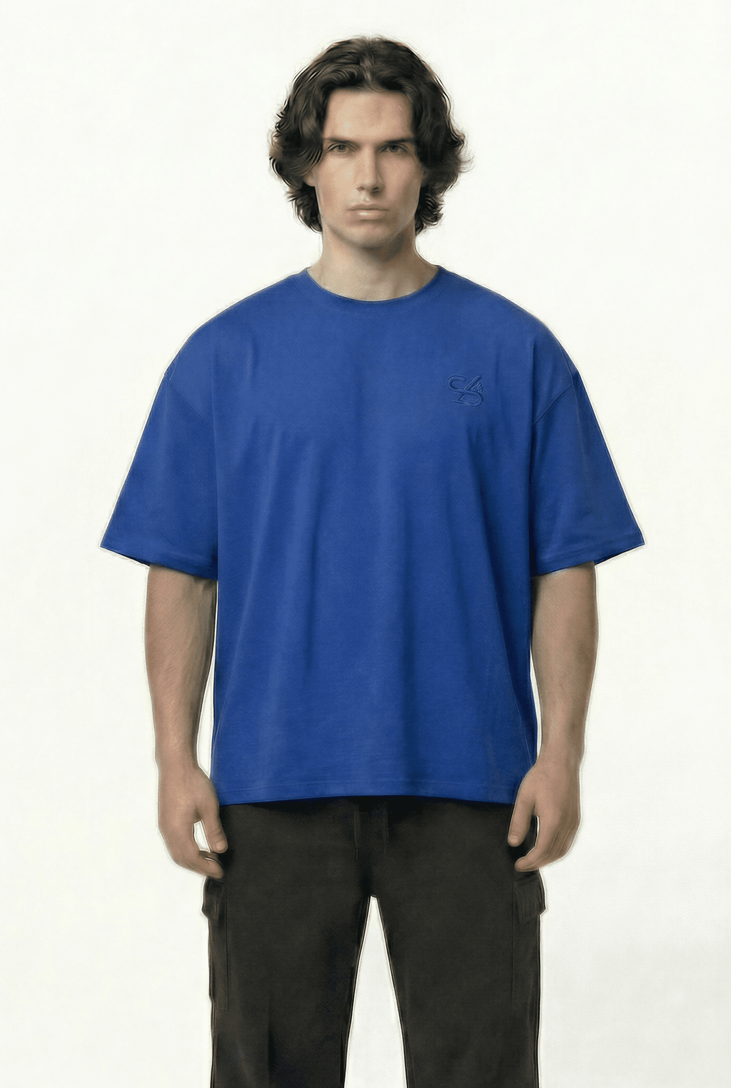 Basic Blue Oversize T-Shirt & Baggy Cargo Pants Set