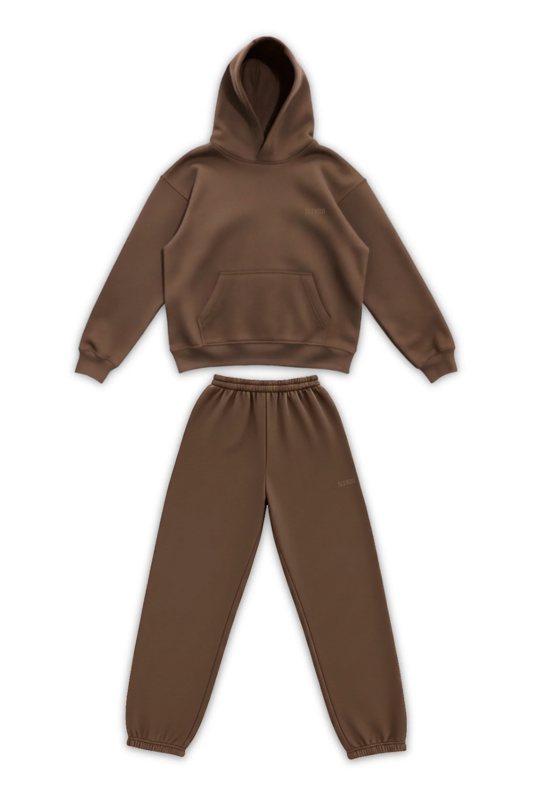 Basics Unisex Brown Tracksuit Oversize Hoodie & Closed Bottom Sweatpants V1