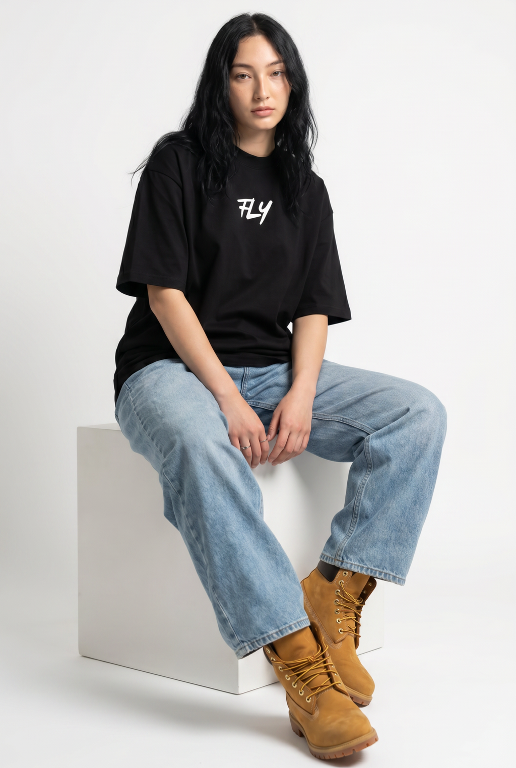 Fly Black Unisex Oversize T-Shirt